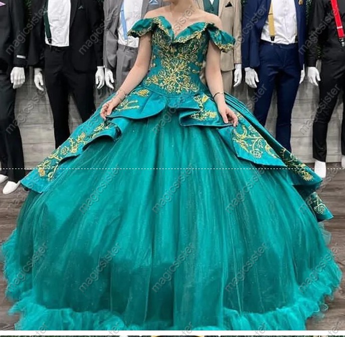Emerald Green Hot Selling Instock Charro Dress