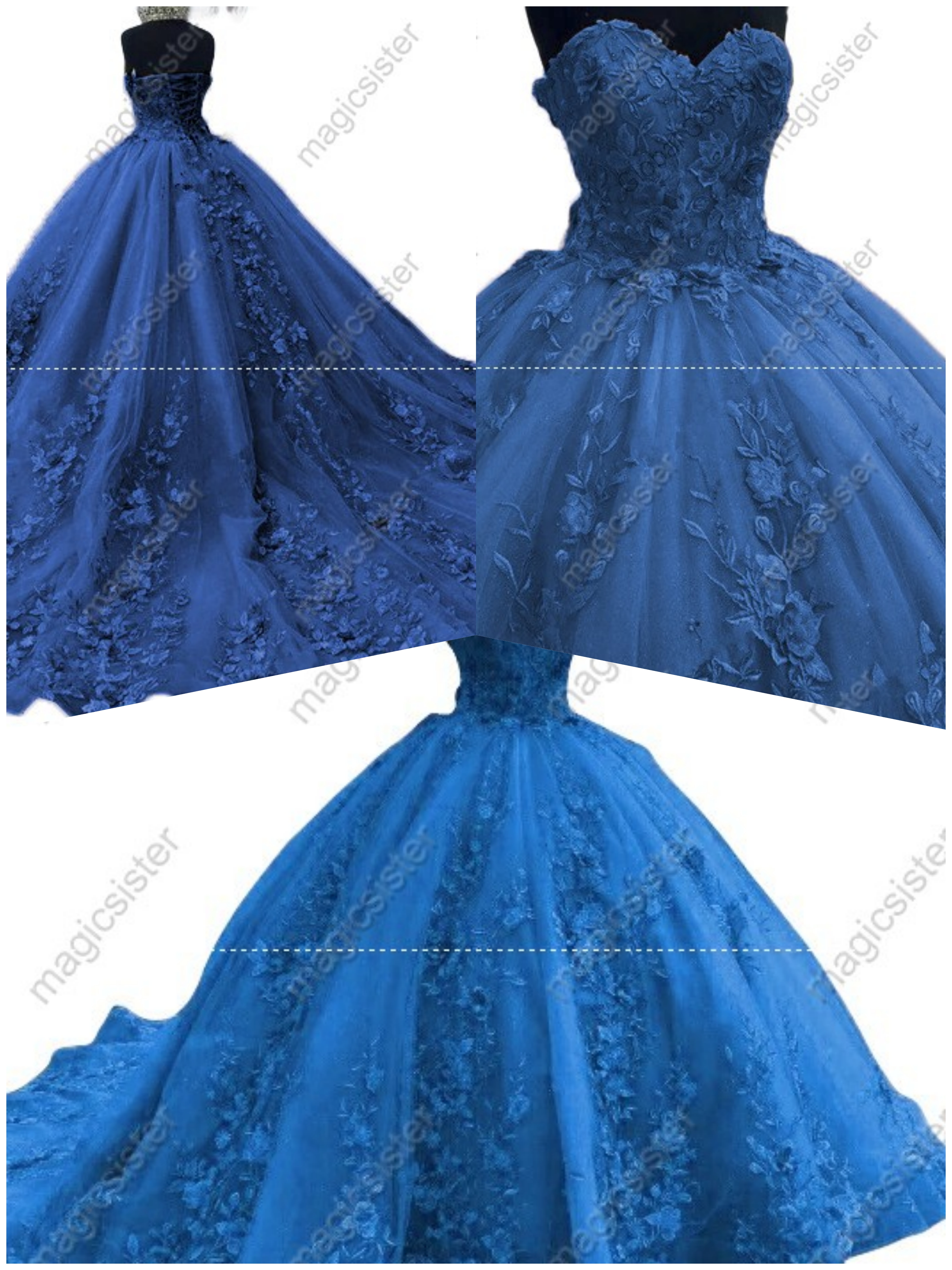 Luxurious Factory Wholesale Floral Appliques Quinceanera Ball Gowns