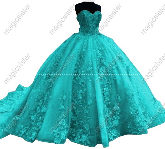 Luxurious Factory Wholesale Floral Appliques Quinceanera Ball Gowns