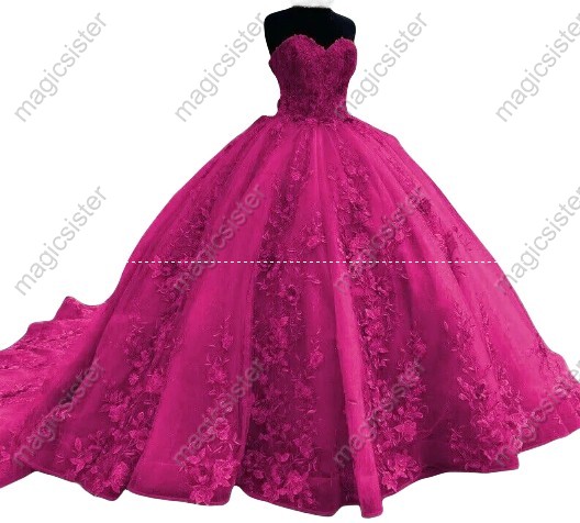 Luxurious Factory Wholesale Floral Appliques Quinceanera Ball Gowns