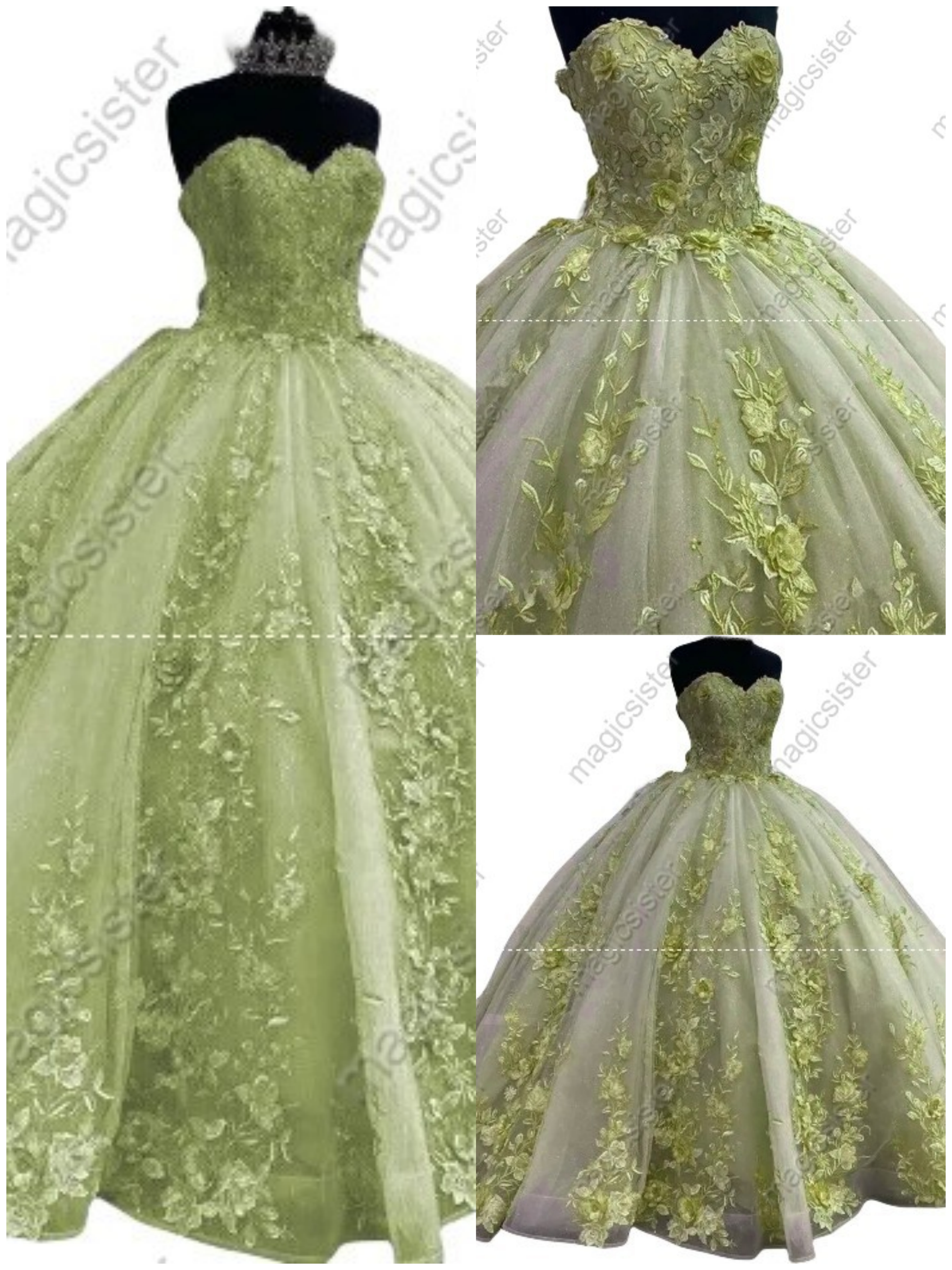 Luxurious Factory Wholesale Floral Appliques Quinceanera Ball Gowns