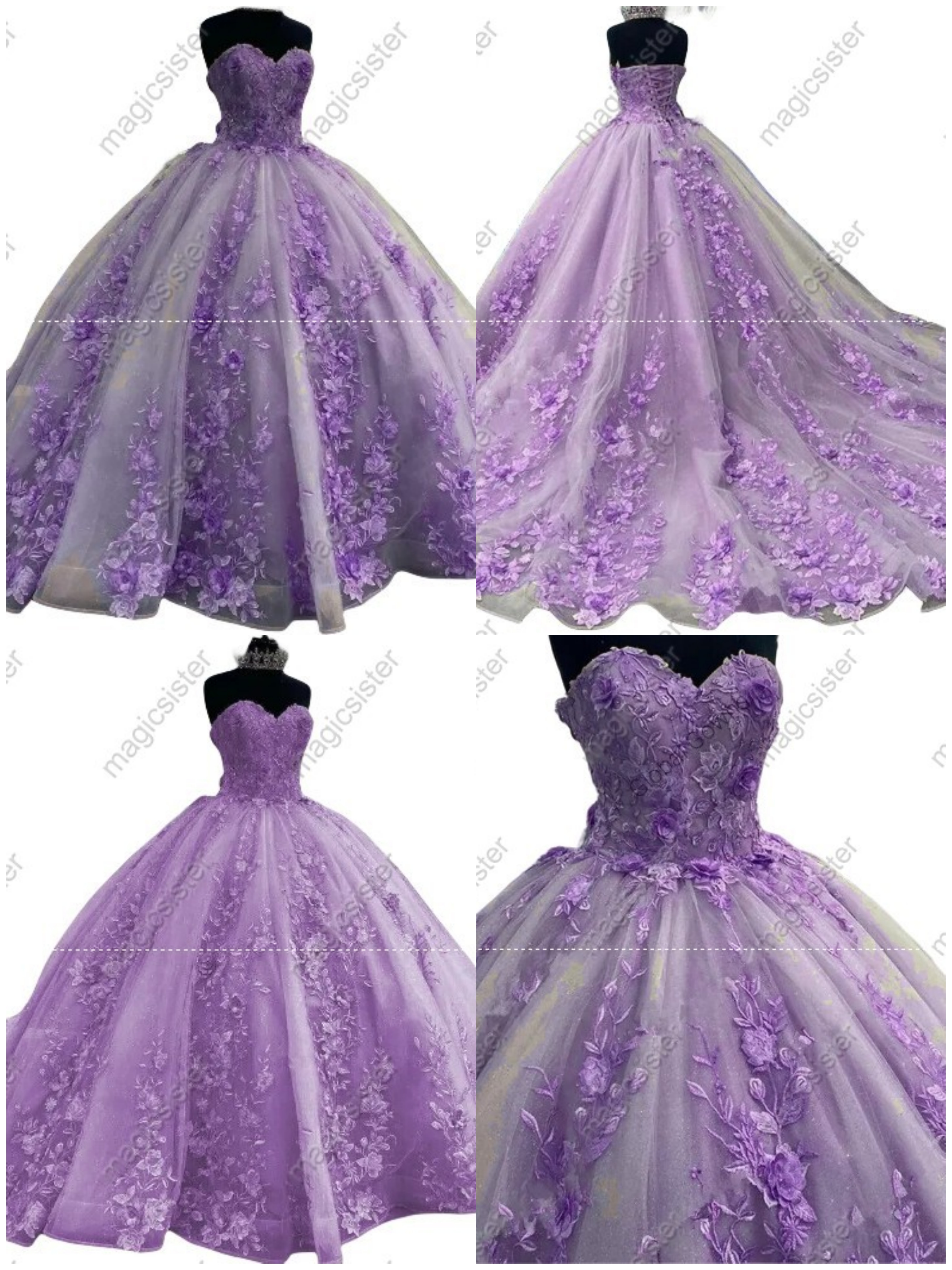 Luxurious Factory Wholesale Floral Appliques Quinceanera Ball Gowns