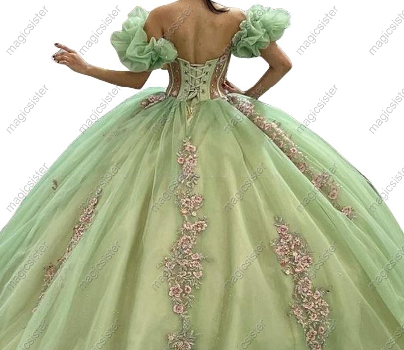 Luxury Factory Wholesale Puff Sleeves Quinceanera Dress