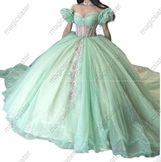 Luxury Factory Wholesale Puff Sleeves Quinceanera Dress