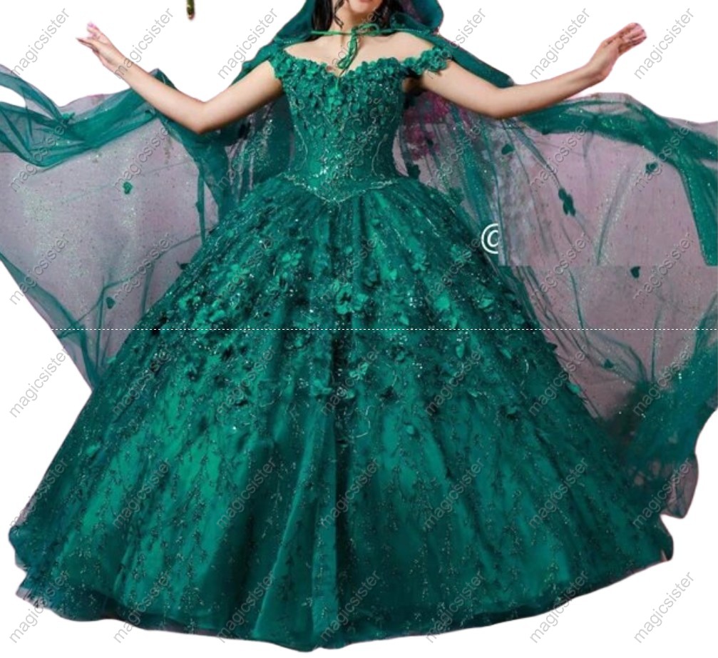 Factory Wholesale Glitter 3D Flower Quinceanera Dress