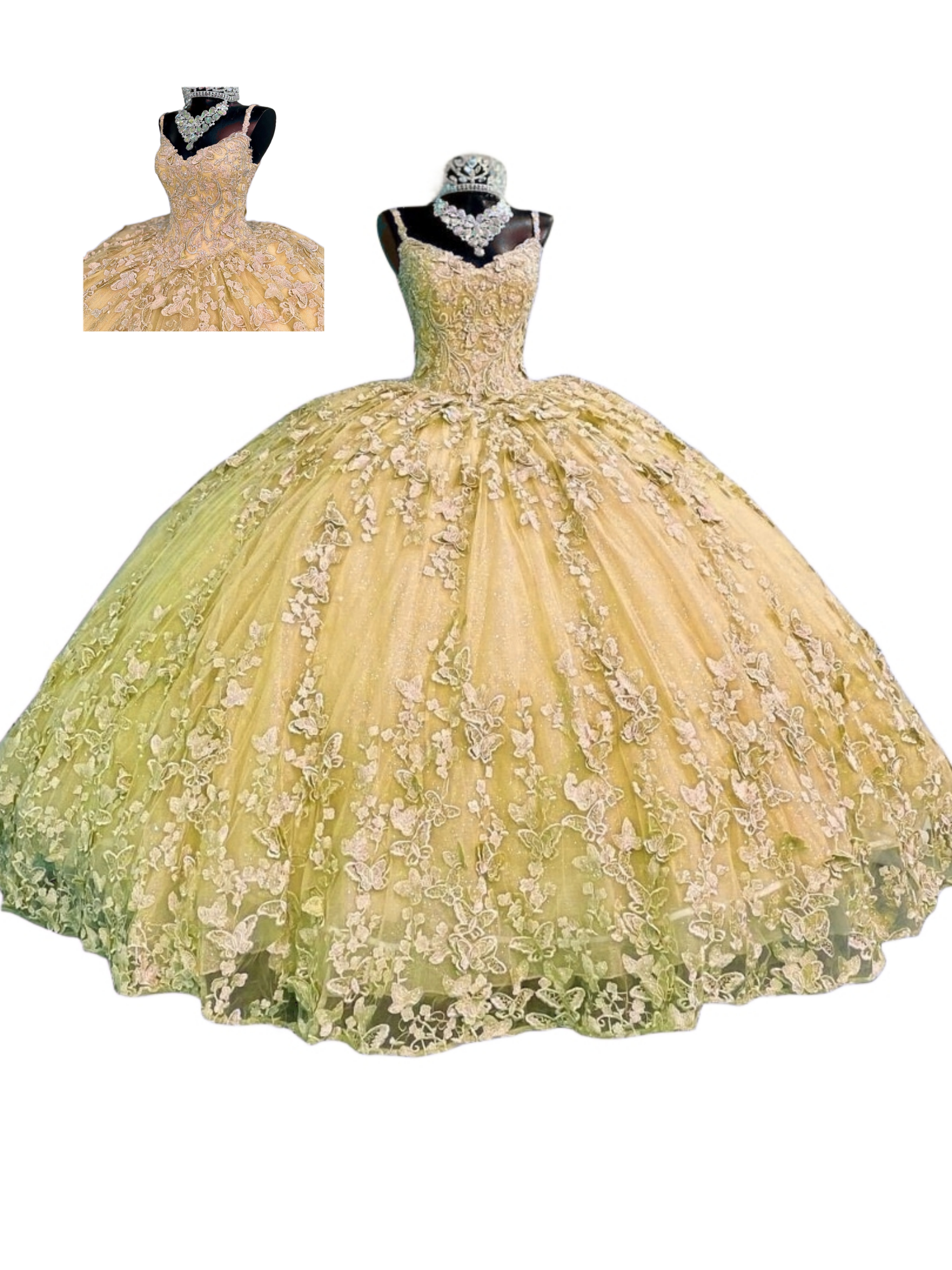Factory Wholesale Lace Butterfly Quinceanera Dress