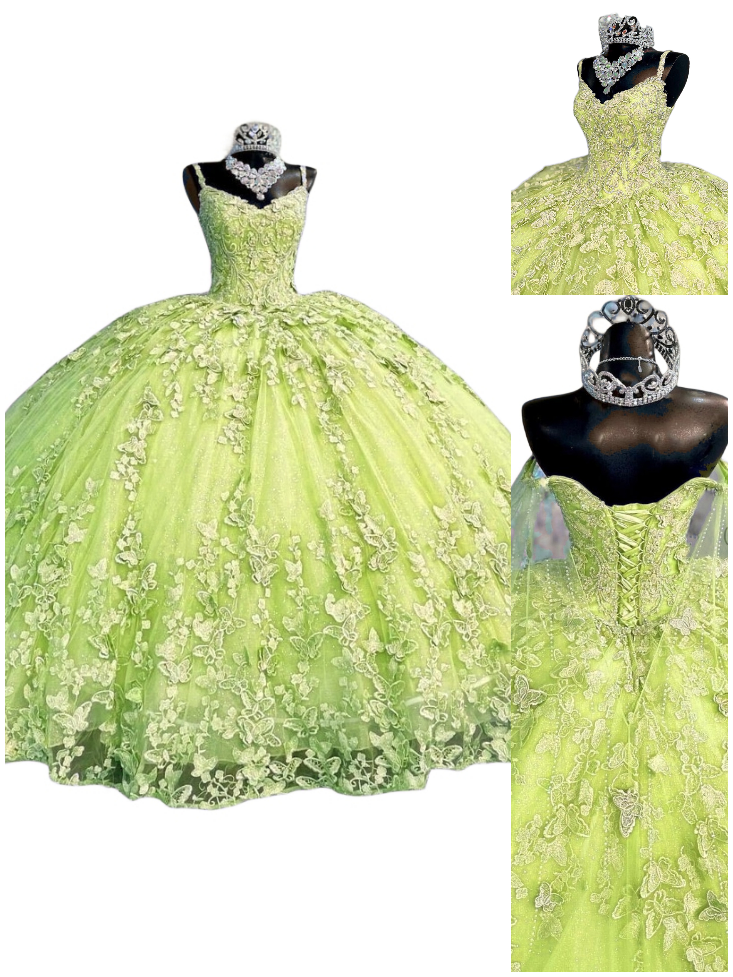 Factory Wholesale Lace Butterfly Quinceanera Dress