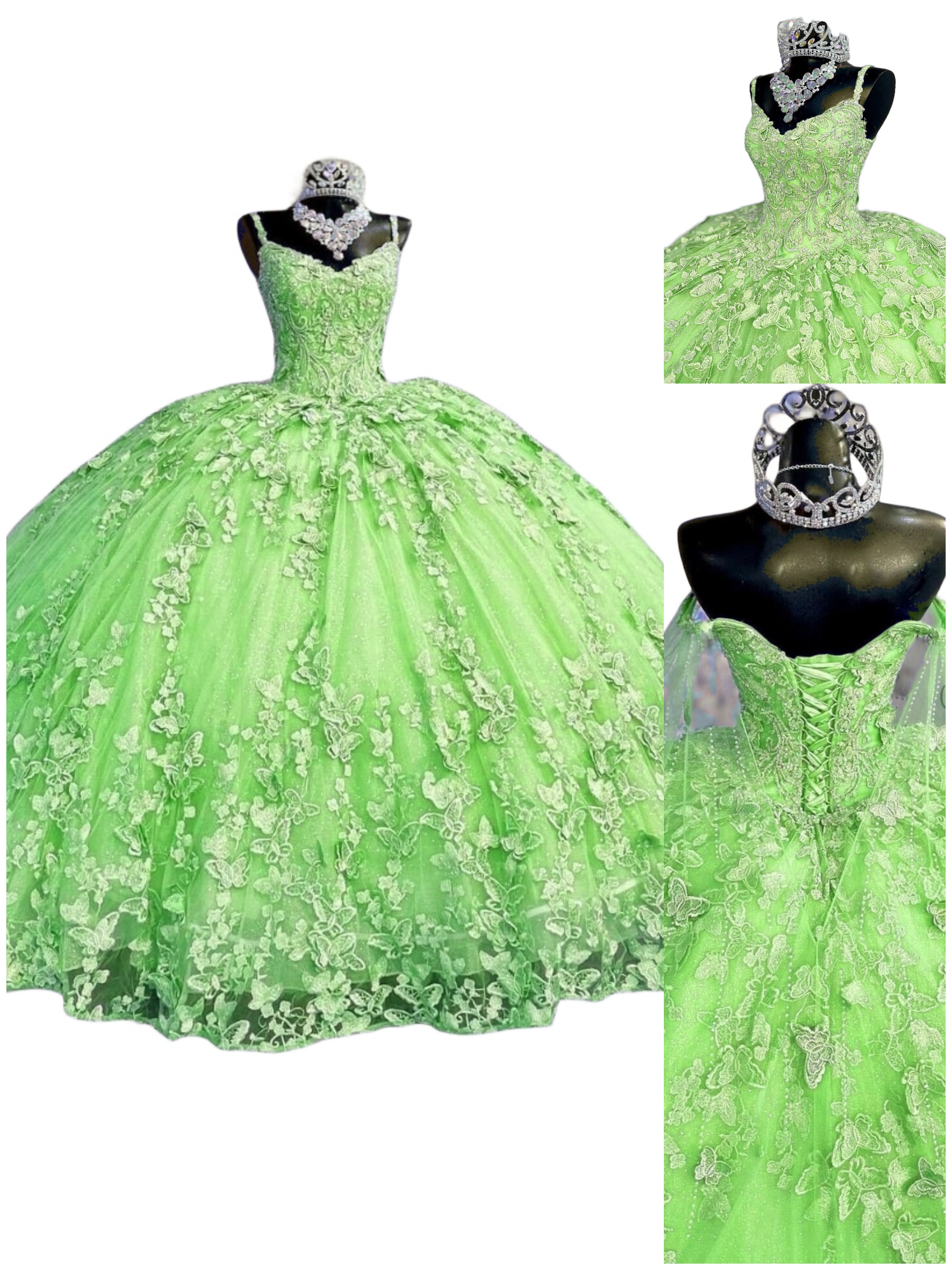 Factory Wholesale Lace Butterfly Quinceanera Dress