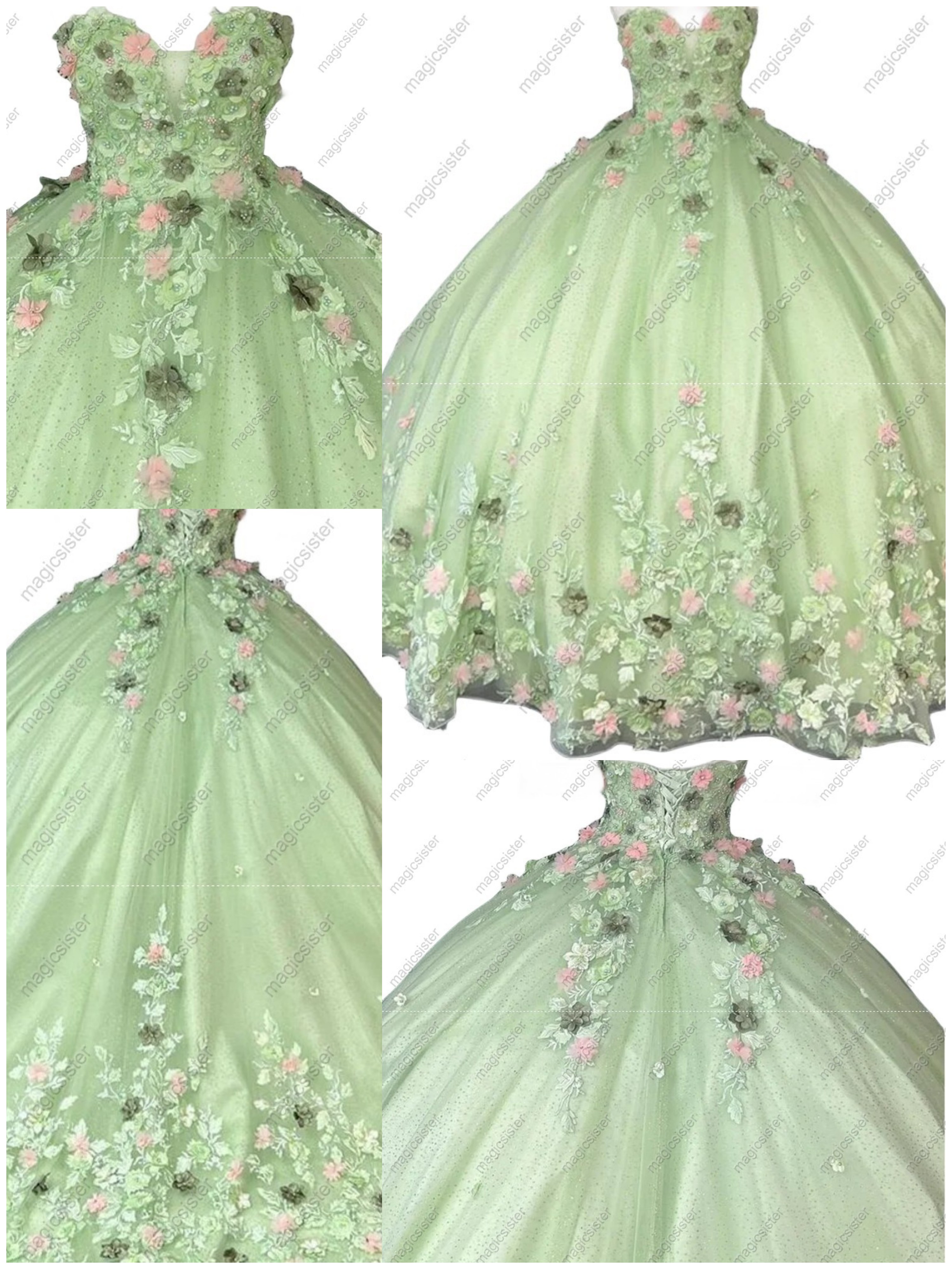 Hot Sale 3D Flower Lace Quinceanera Dress