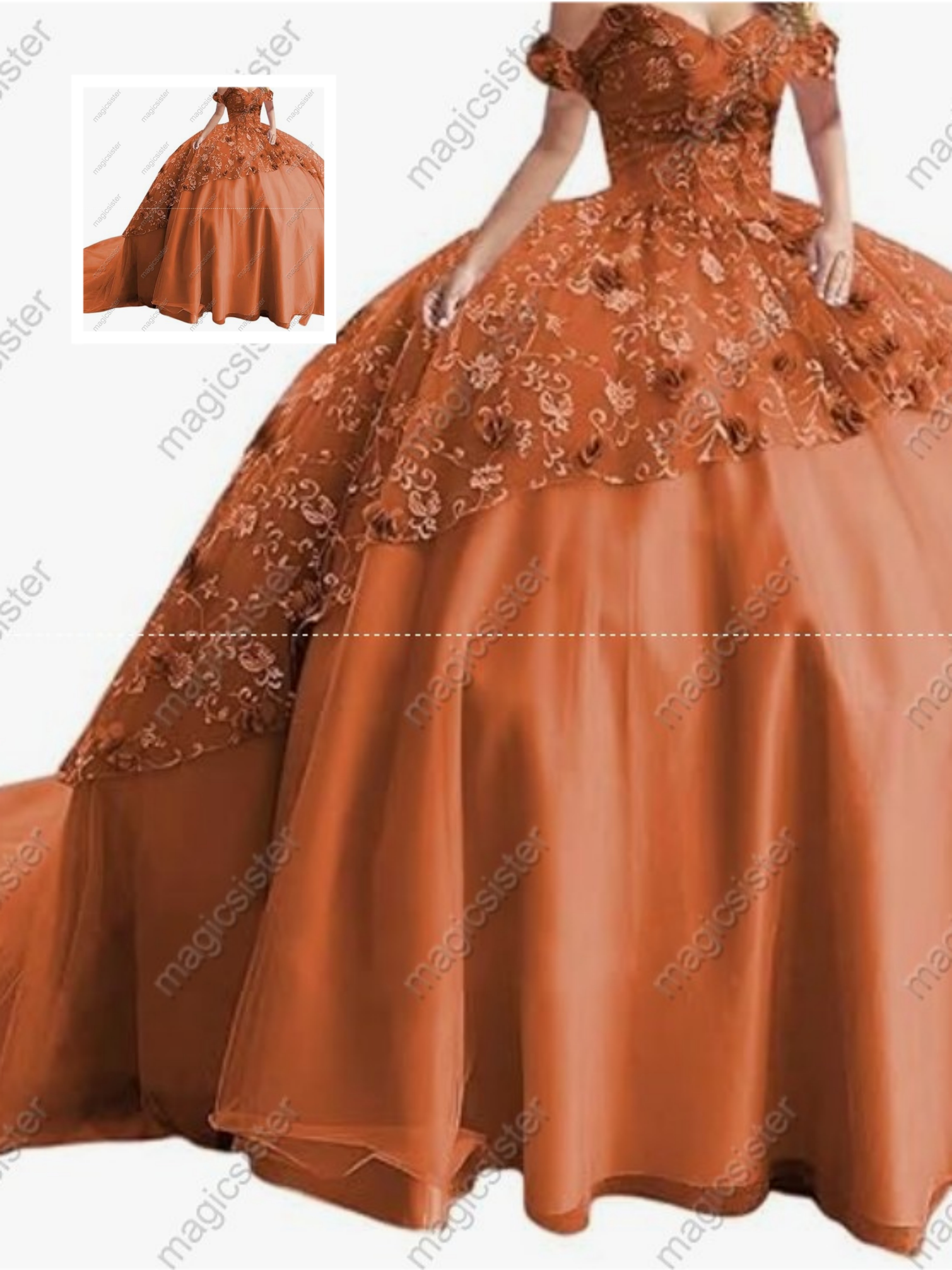 Instock Factory Glitter Fabric and 3D Flowers Quinceanera Dress