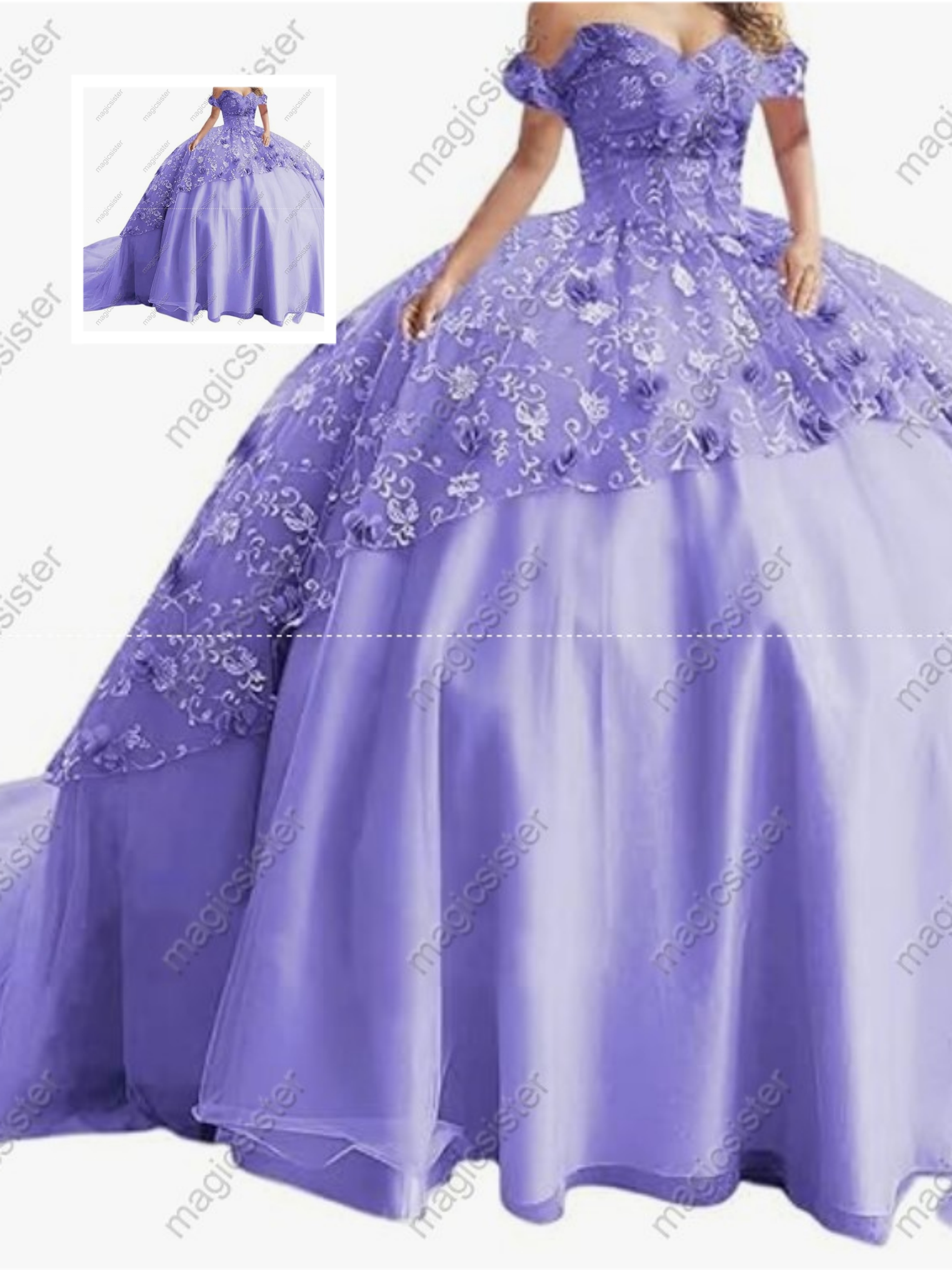 Instock Factory Glitter Fabric and 3D Flowers Quinceanera Dress