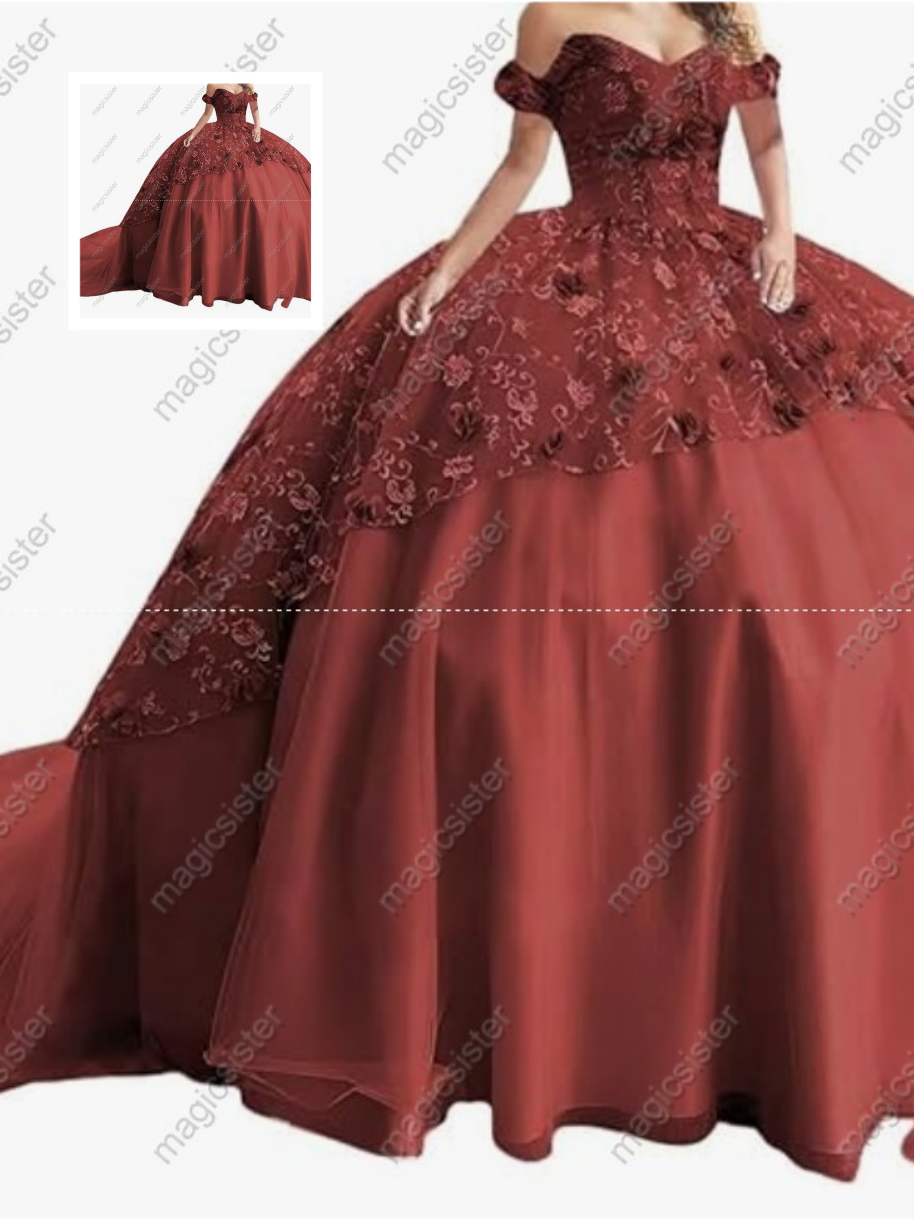 Instock Factory Glitter Fabric and 3D Flowers Quinceanera Dress