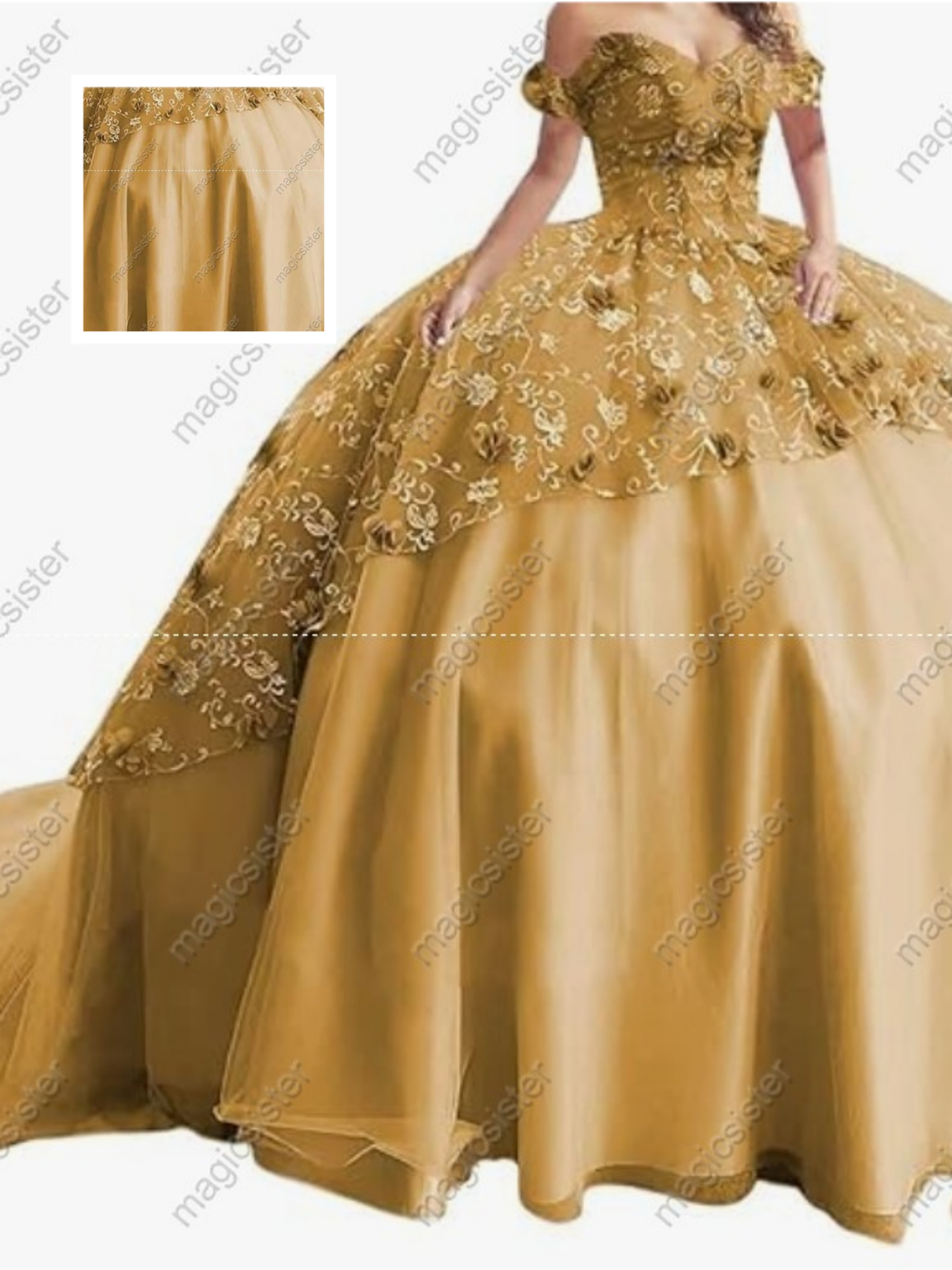Instock Factory Glitter Fabric and 3D Flowers Quinceanera Dress