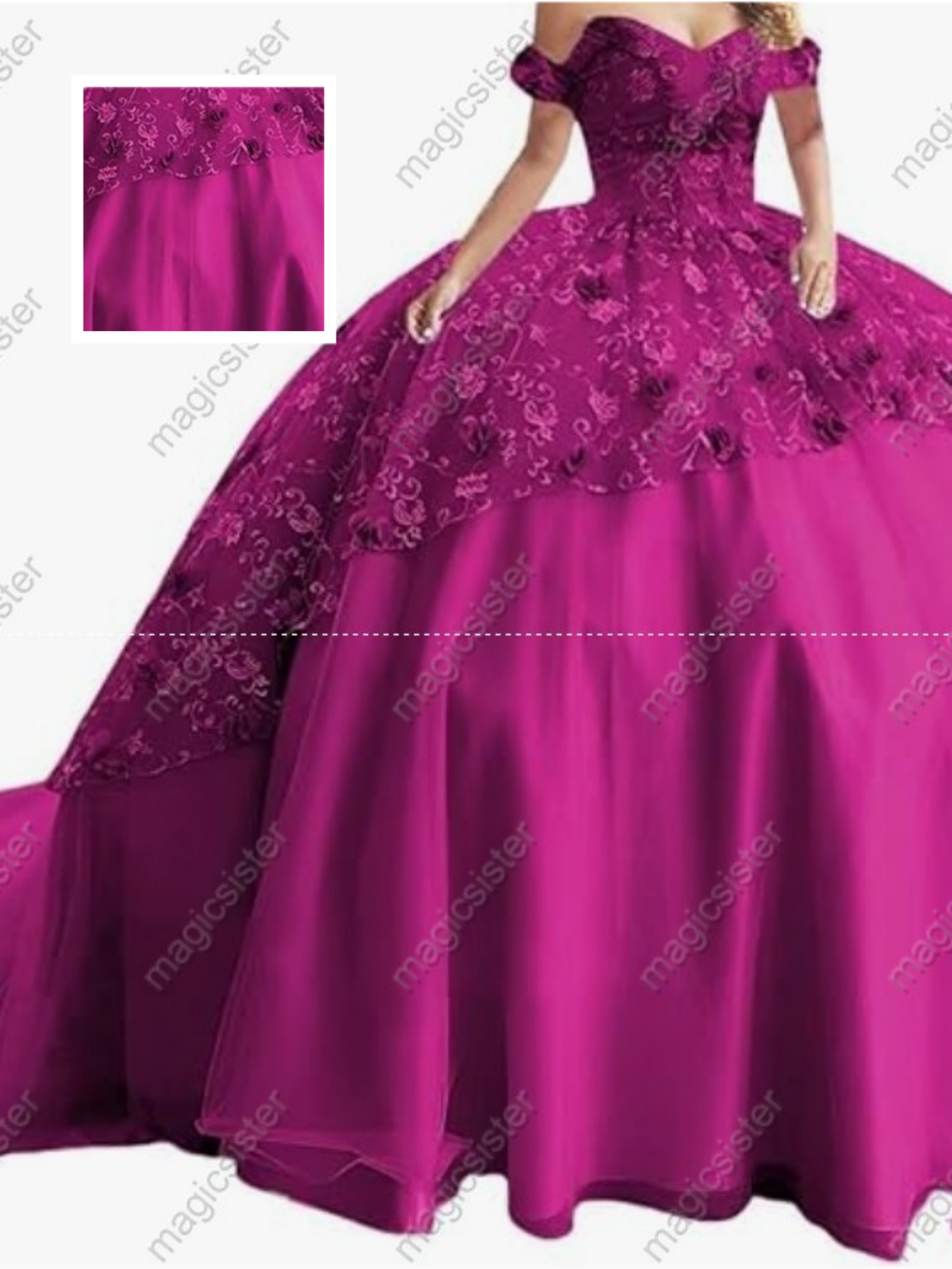 Instock Factory Glitter Fabric and 3D Flowers Quinceanera Dress