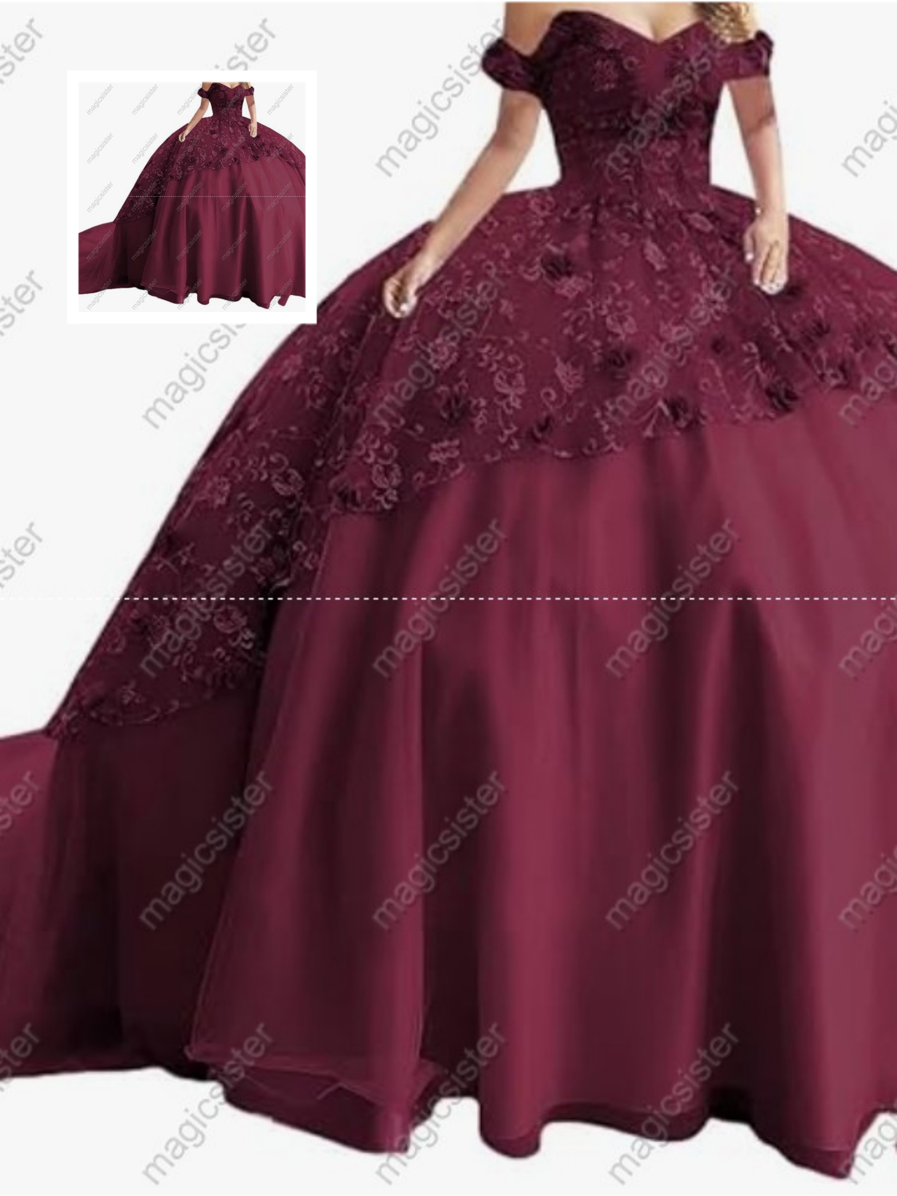 Instock Factory Glitter Fabric and 3D Flowers Quinceanera Dress