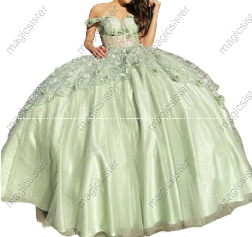 Instock Factory Glitter Fabric and 3D Flowers Quinceanera Dress