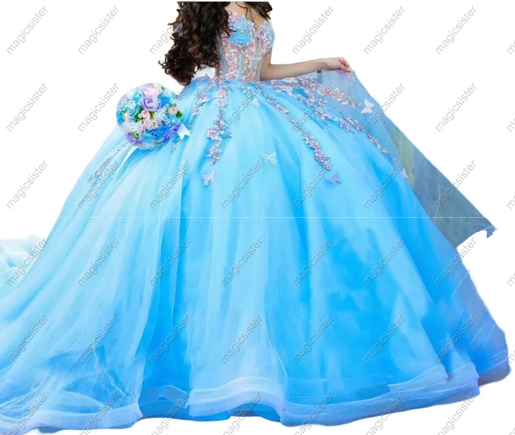 Superhot Factory Wholesale Glitter Floral Appliques Quinceanera dresses