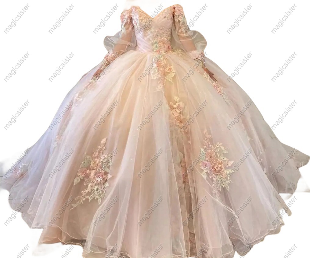 Superhot Floral Appliques Quinceanera dresses