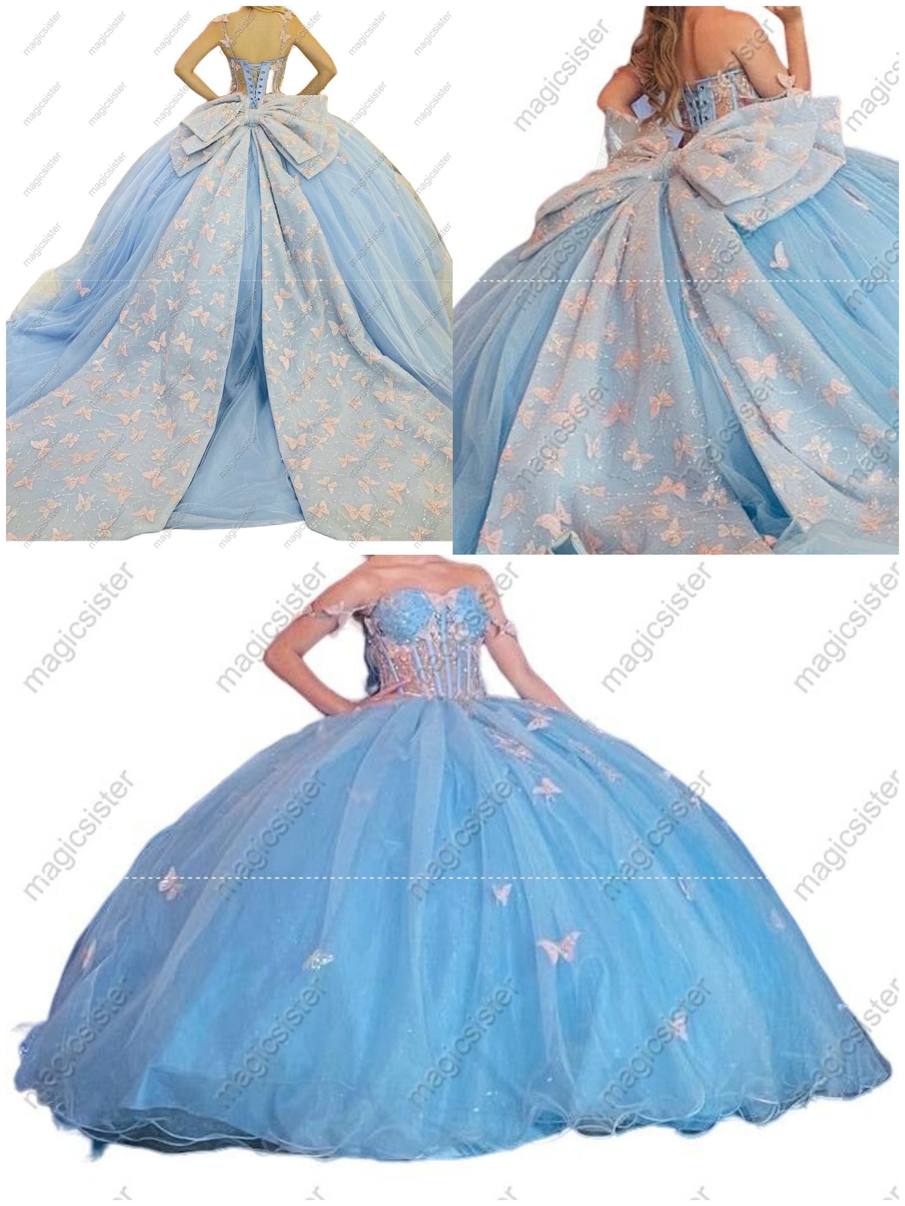 Topselling Factory Wholesale Princess Butterfly Quinceanera Dress