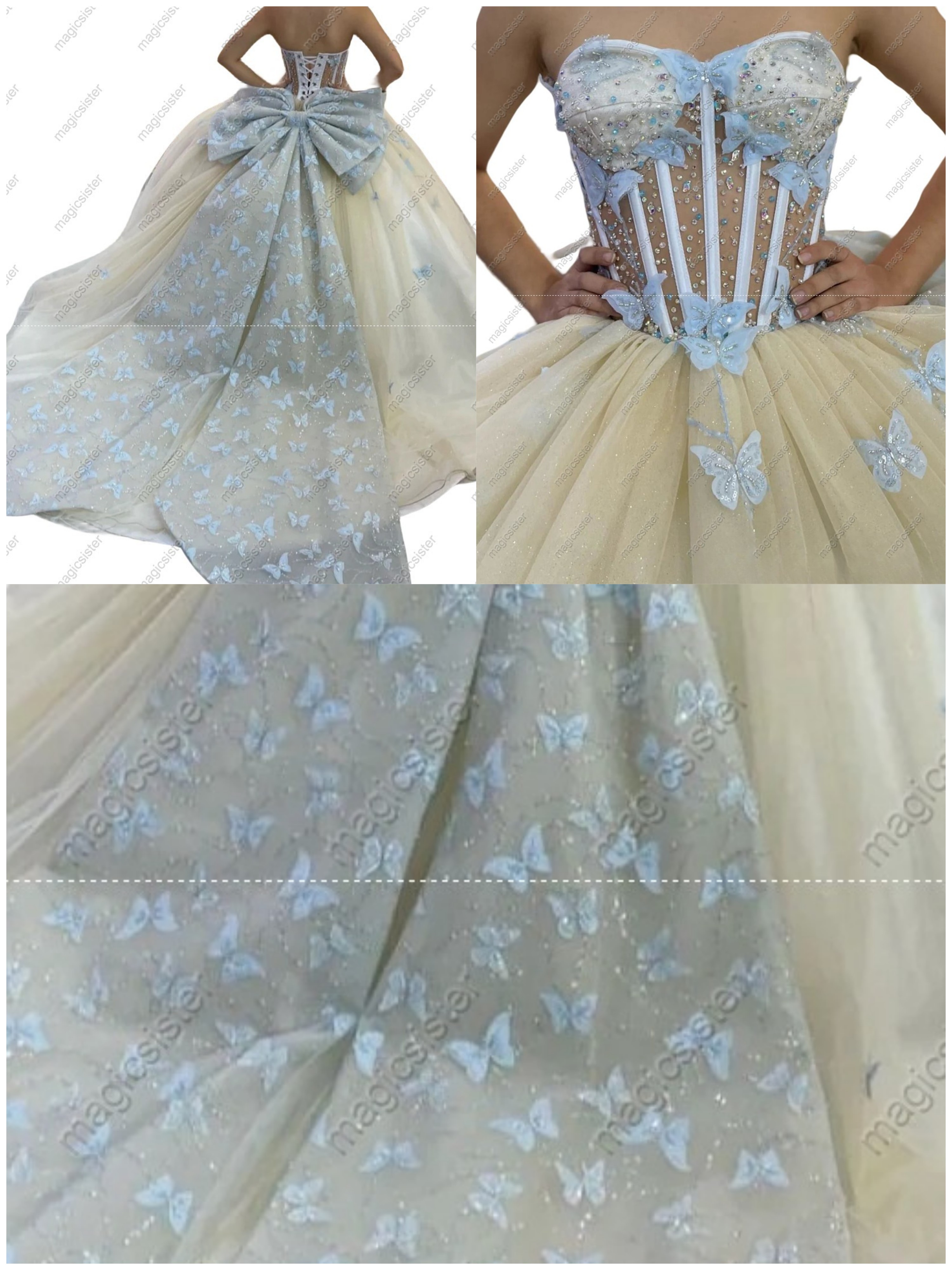 Topselling Factory Wholesale Princess Butterfly Quinceanera Dress