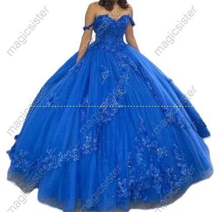 Elegant 3D Flower Quinceanera Dress