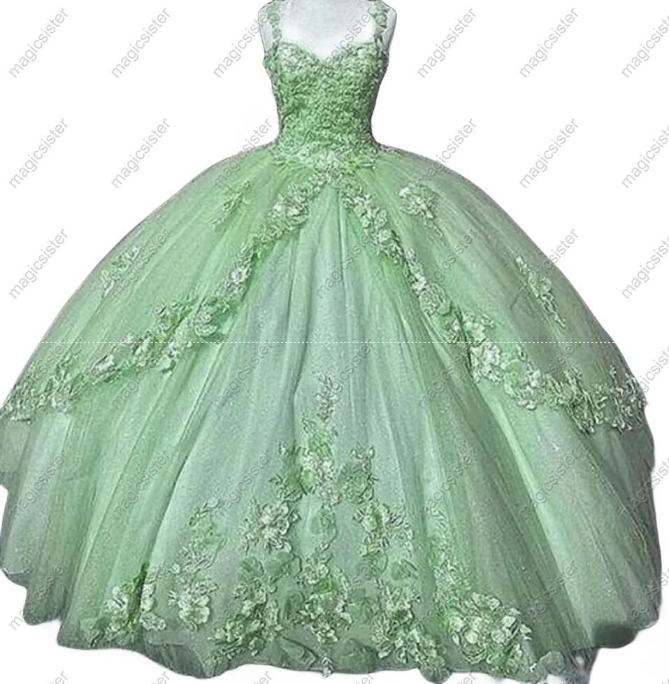 Elegant 3D Flower Quinceanera Dress