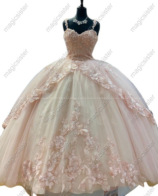 Elegant 3D Flower Quinceanera Dress