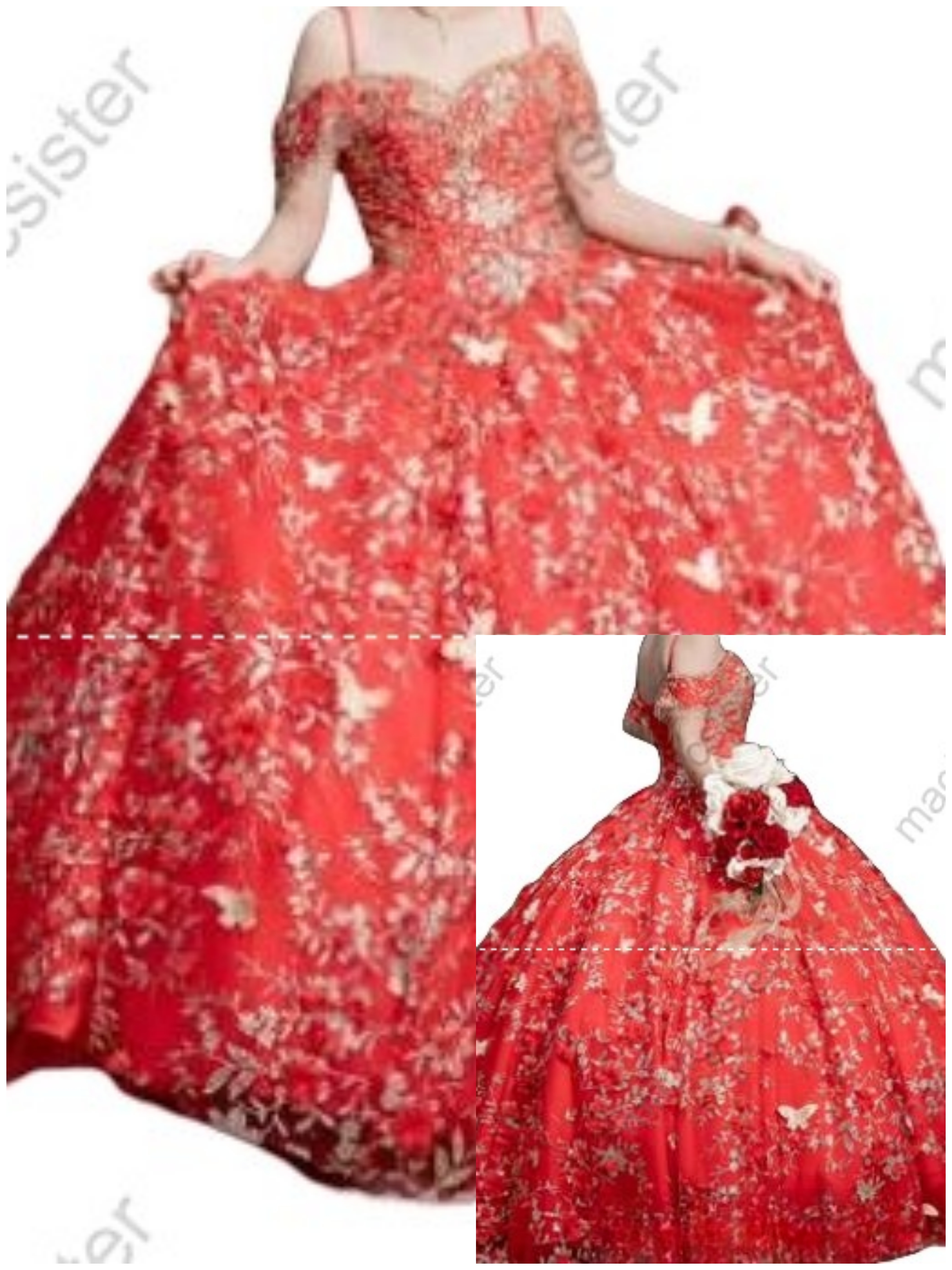 Instock Factory Glitter Fabric and 3D Flowers Quinceanera Dress