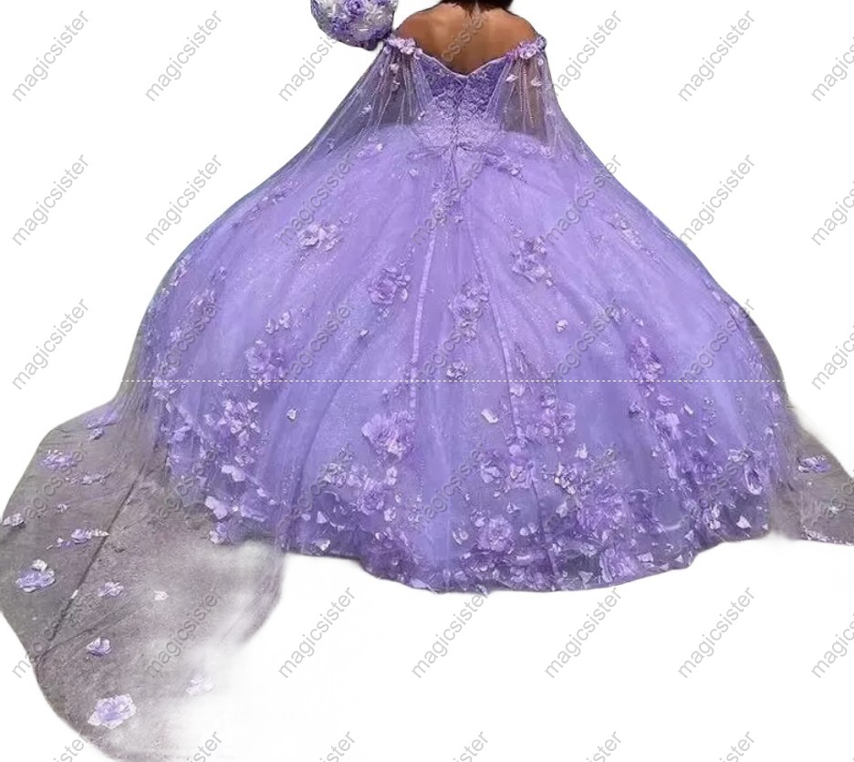 Luxury 3D Floral Quinceanera Dress