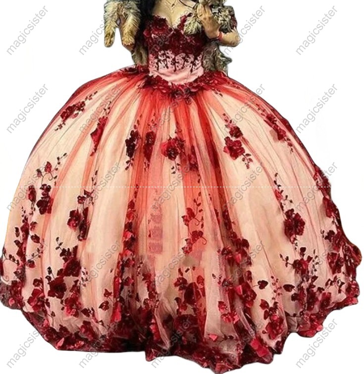 Luxury 3D Flower Quinceanera Dress