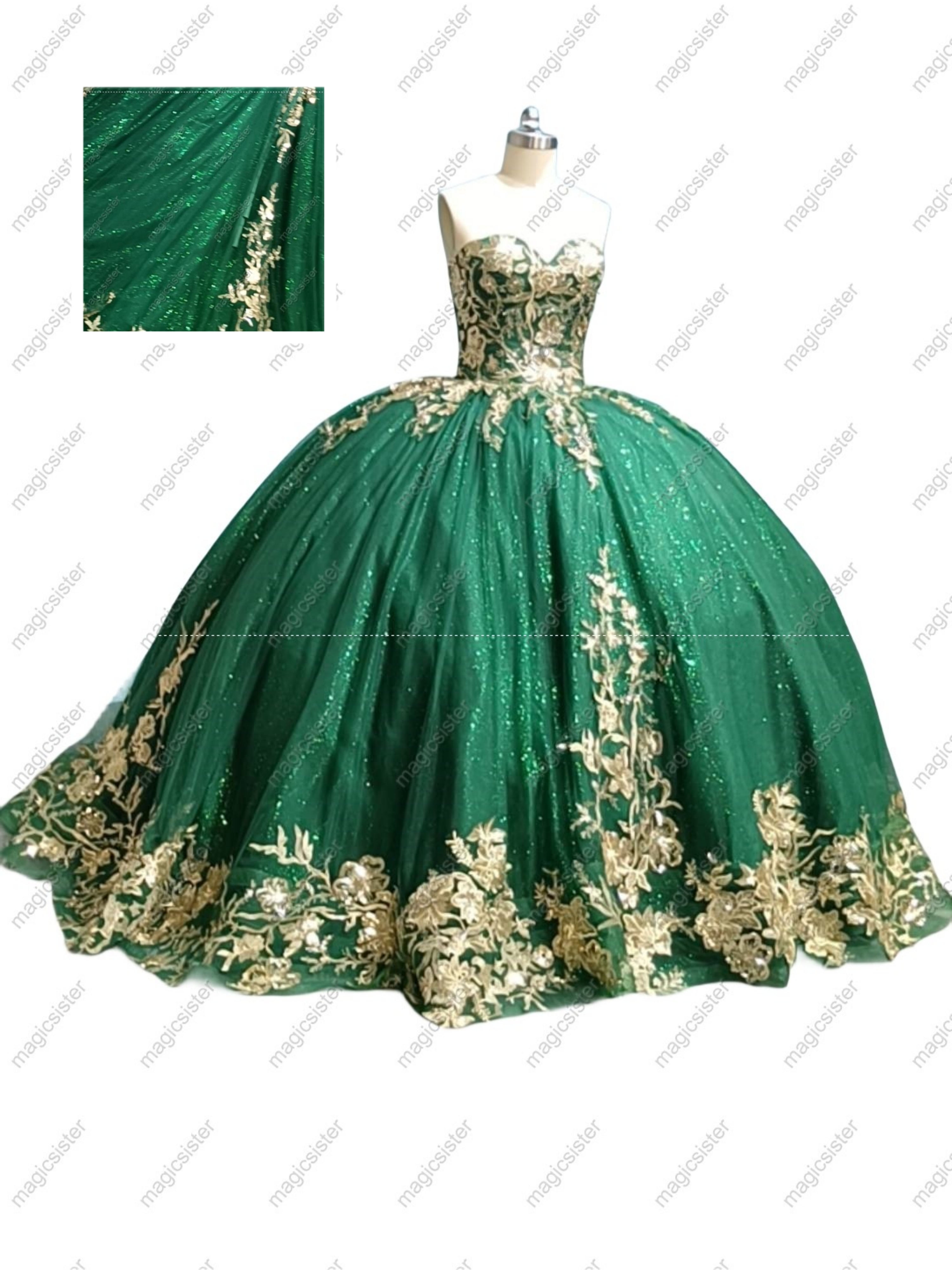 Emerald Green Factory Wholesale Fashionable Sequins Quinceanera Dress