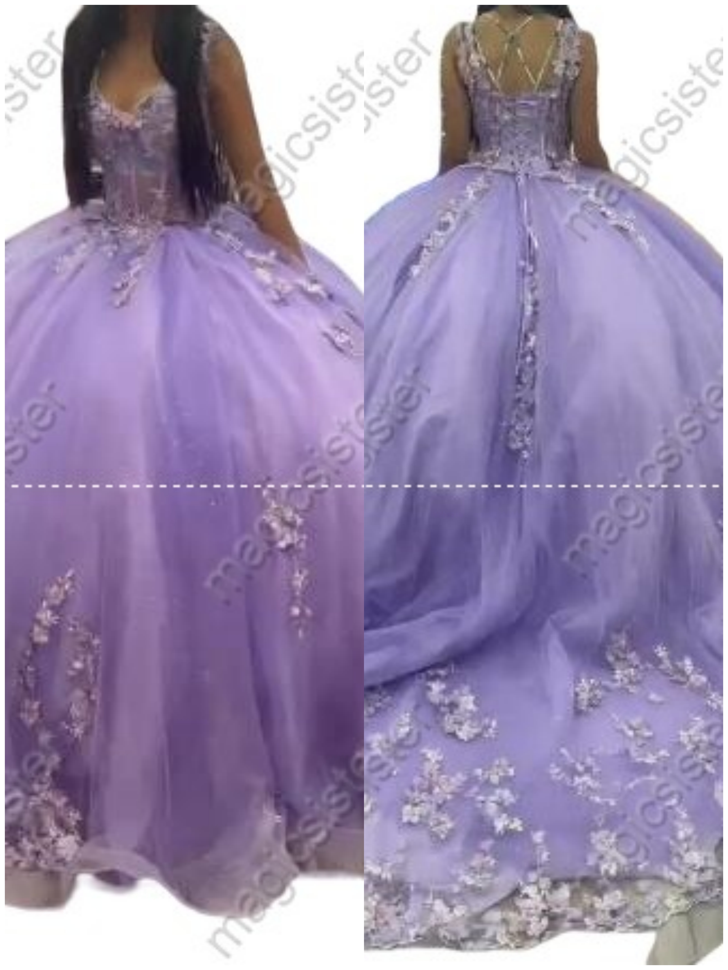 Factory Wholesale Instock 3D embroidered multi color flower lace Quinceanera Dress