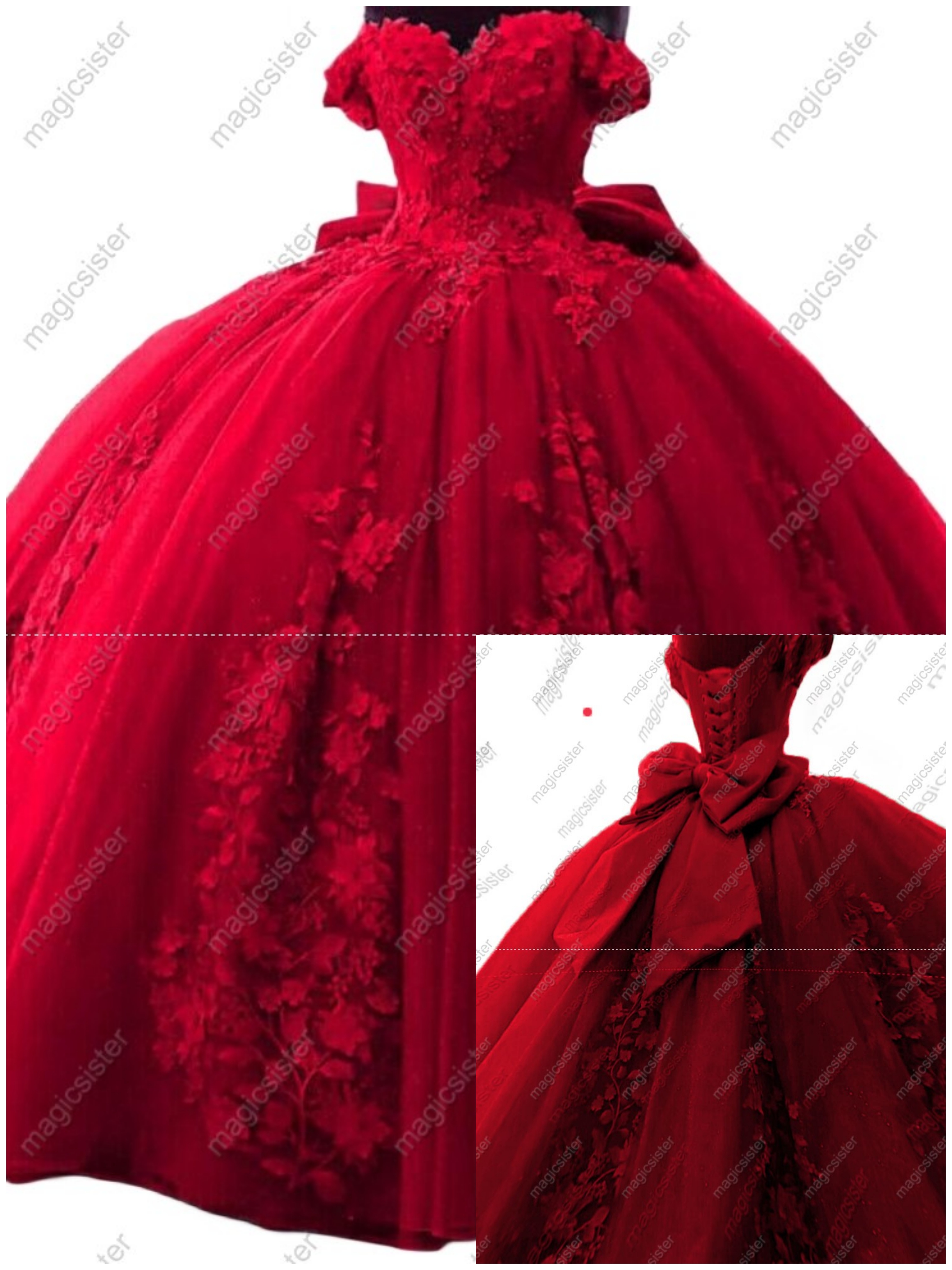Factory Wholesale 3D Pearls Embroidered Floral Quinceanera Dress