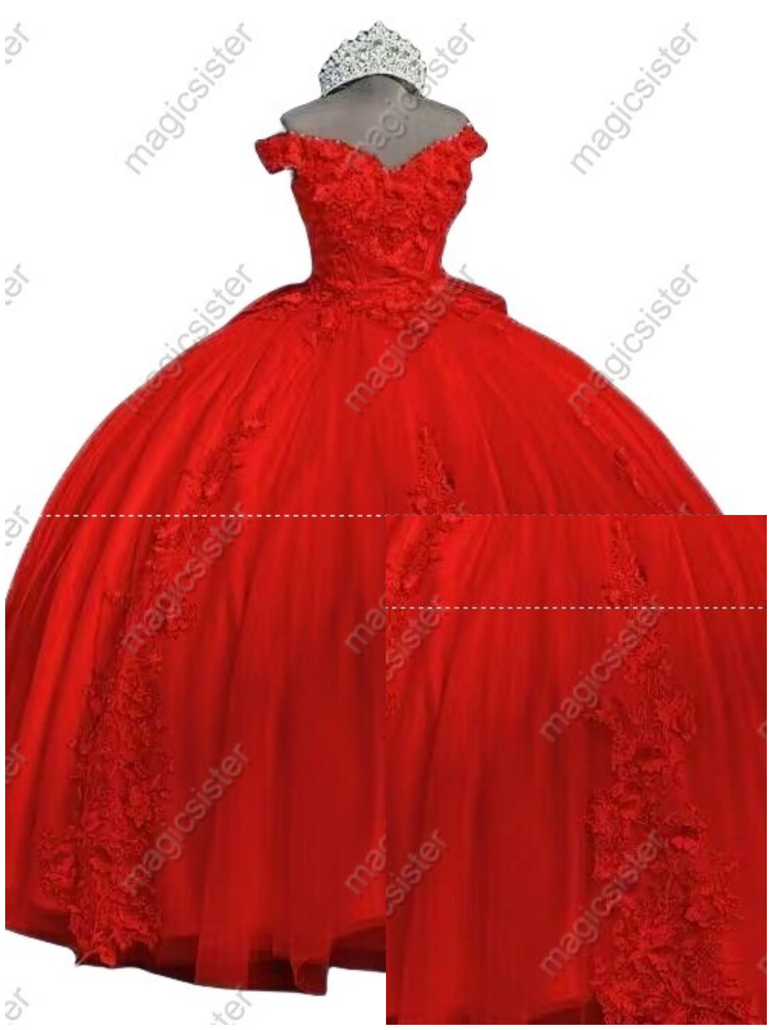 Factory Wholesale 3D Pearls Embroidered Floral Quinceanera Dress