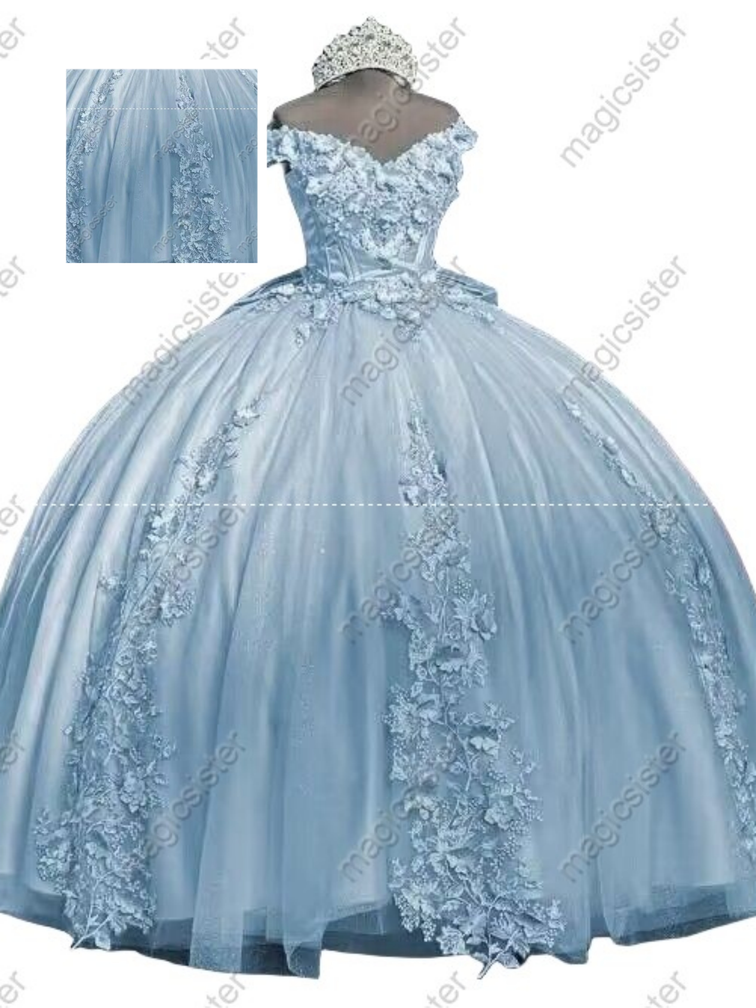 Factory Wholesale 3D Pearls Embroidered Floral Quinceanera Dress