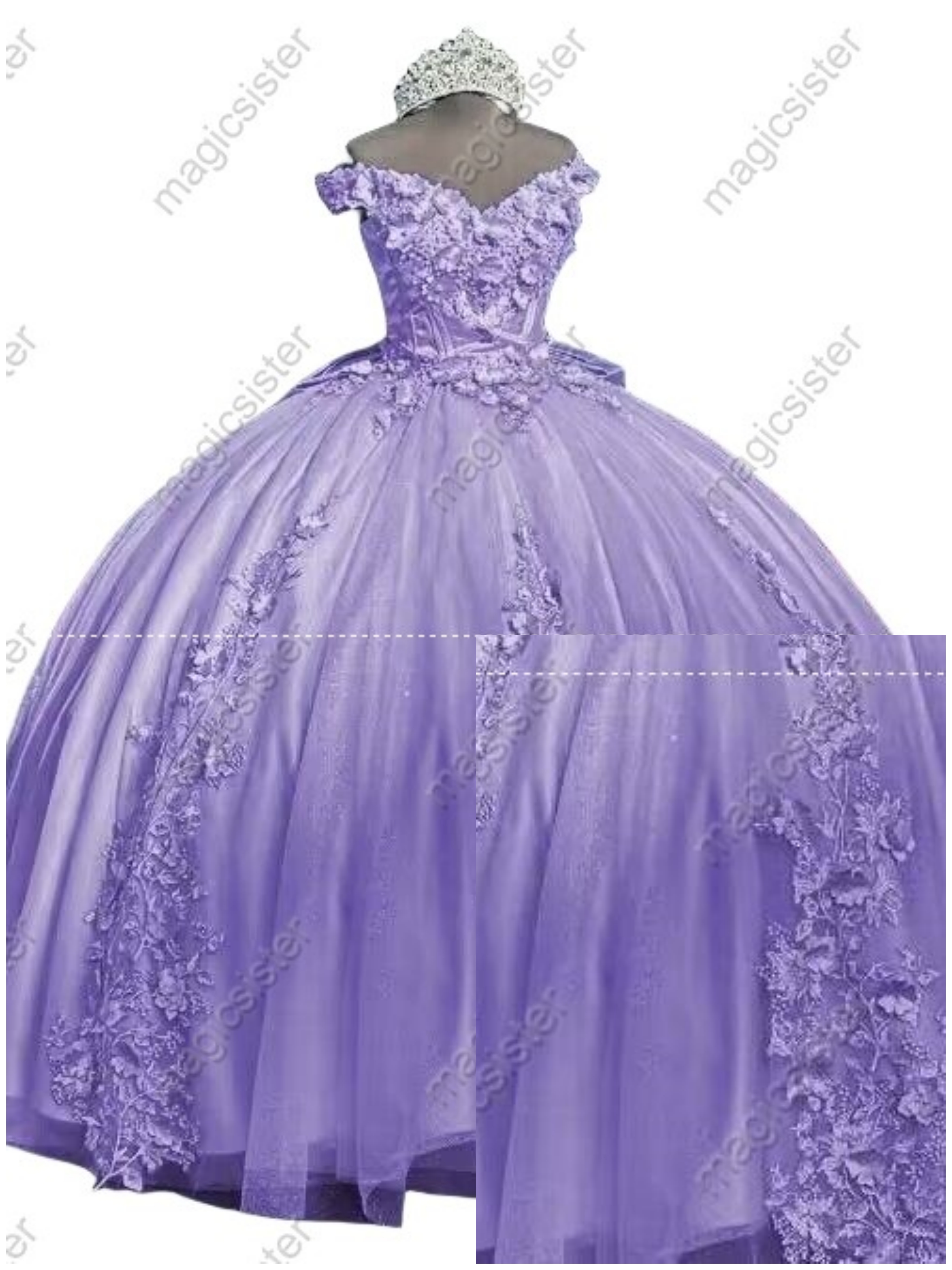 Factory Wholesale 3D Pearls Embroidered Floral Quinceanera Dress