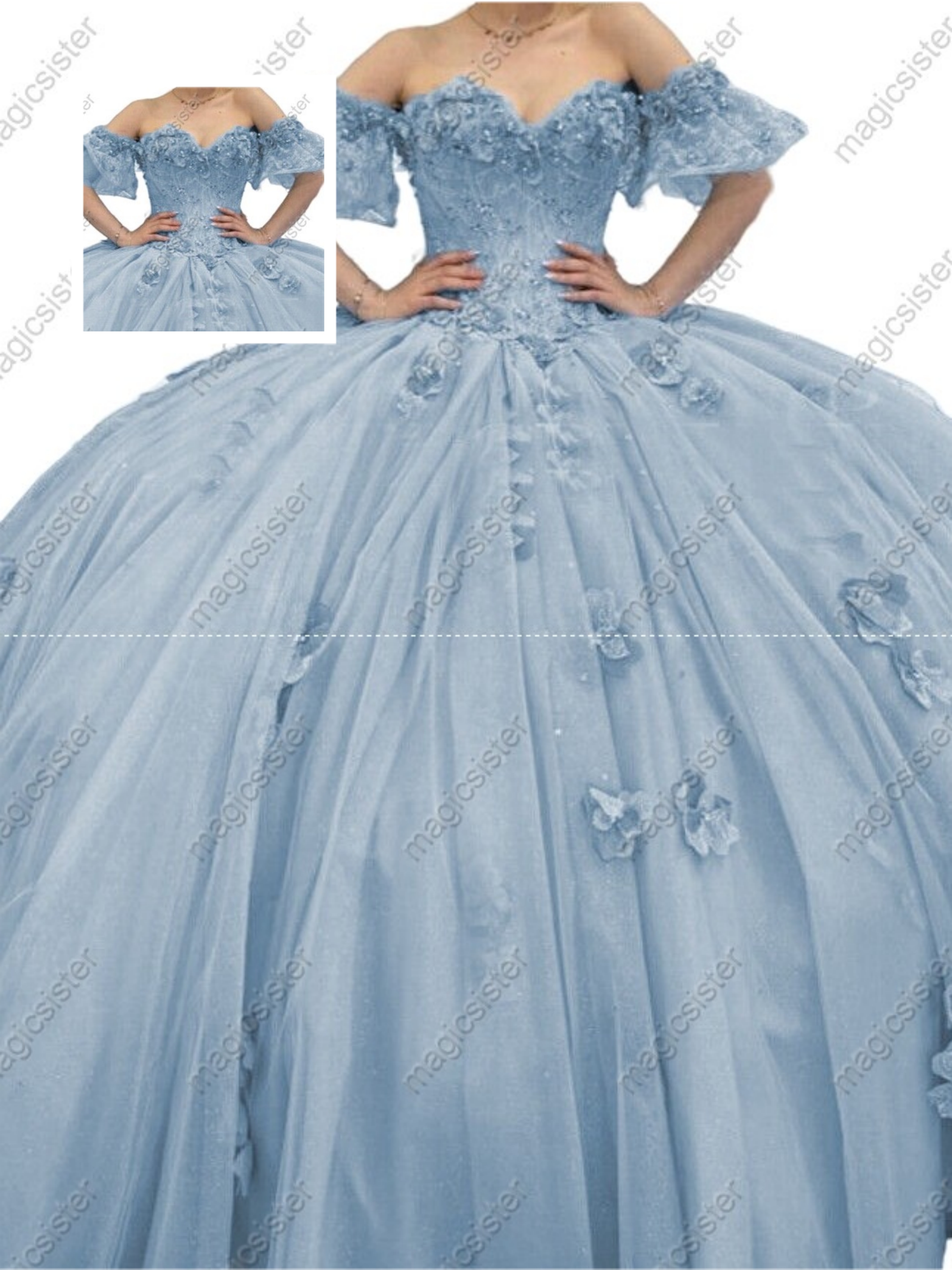 Factory Wholesale Elegant 3D Flower Quinceanera Dress