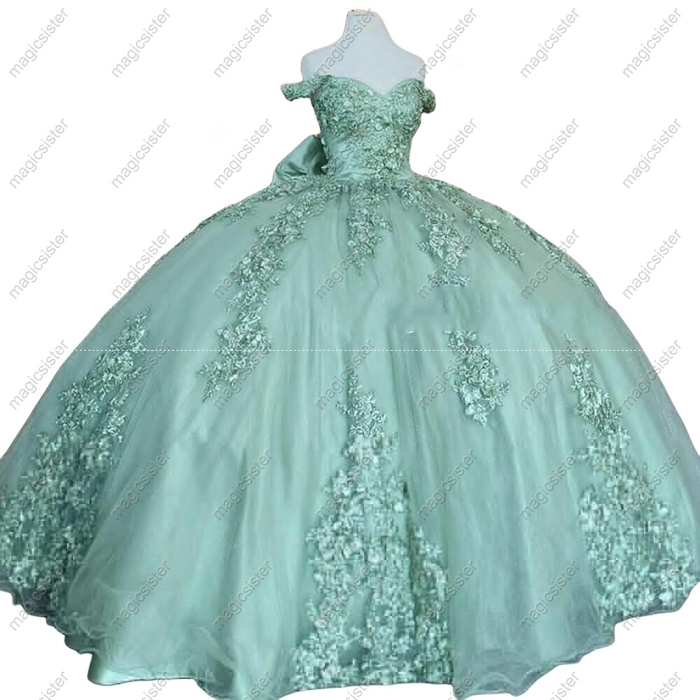 Luxurious Factory Wholesale Floral Appliques Quinceanera Ball Gowns