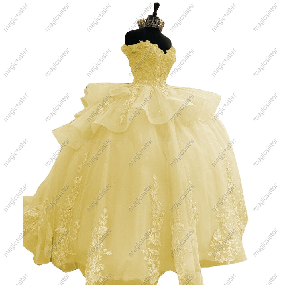 Luxurious Factory Wholesale Floral Appliques Quinceanera Ball Gowns