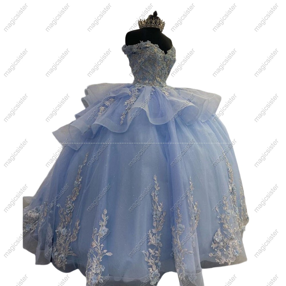Luxurious Factory Wholesale Floral Appliques Quinceanera Ball Gowns