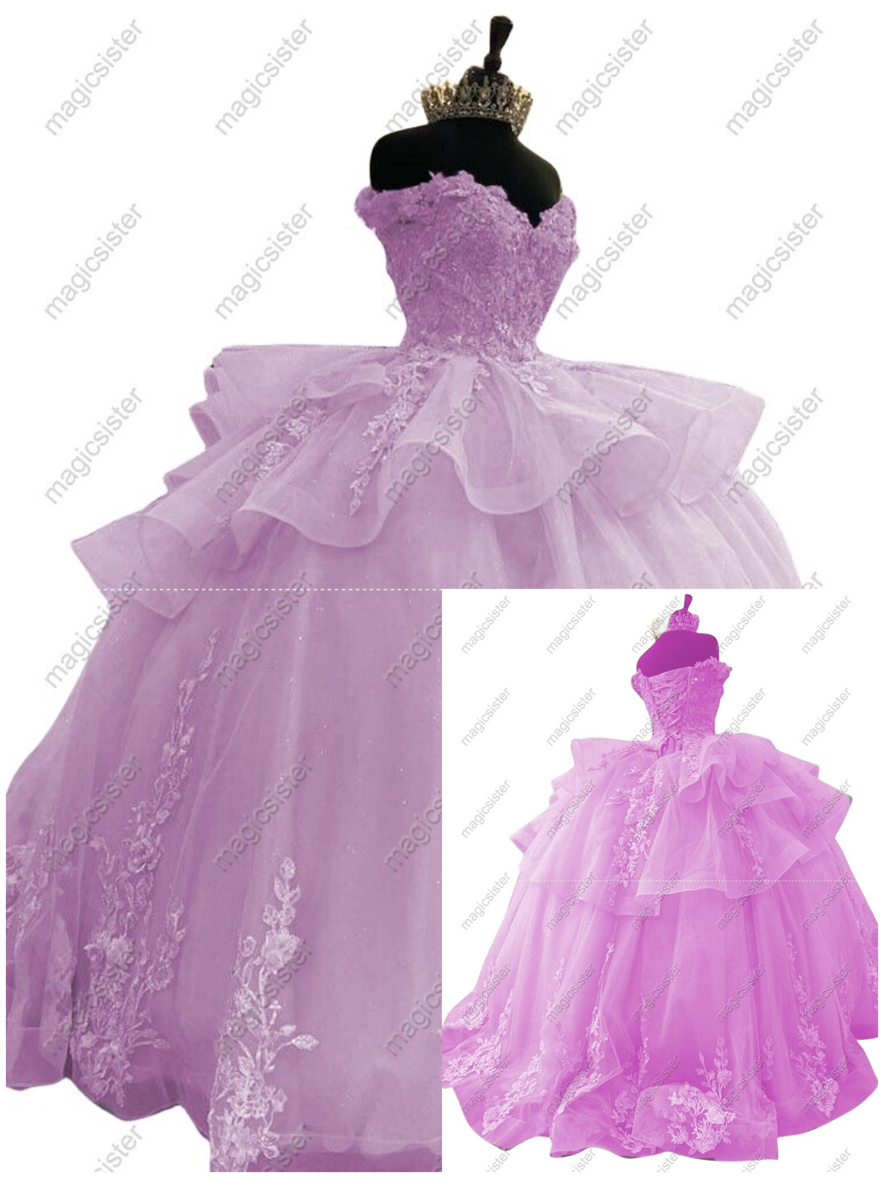 Luxurious Factory Wholesale Floral Appliques Quinceanera Ball Gowns