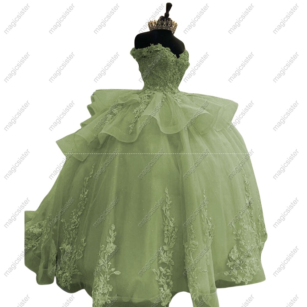 Luxurious Factory Wholesale Floral Appliques Quinceanera Ball Gowns