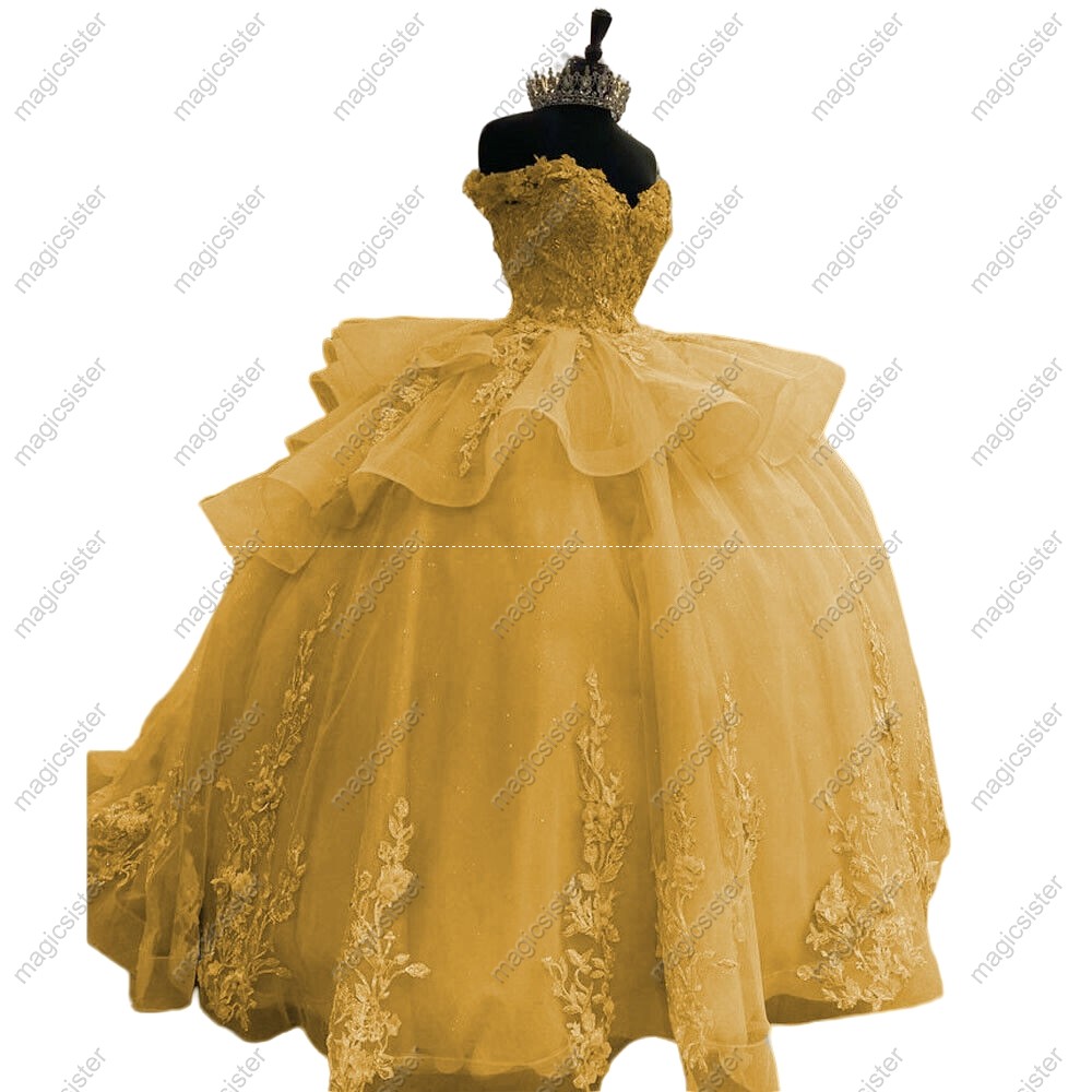 Luxurious Factory Wholesale Floral Appliques Quinceanera Ball Gowns