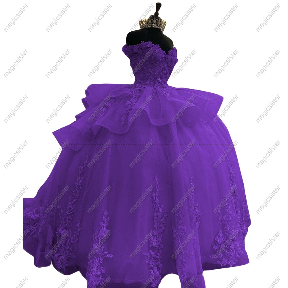 Luxurious Factory Wholesale Floral Appliques Quinceanera Ball Gowns