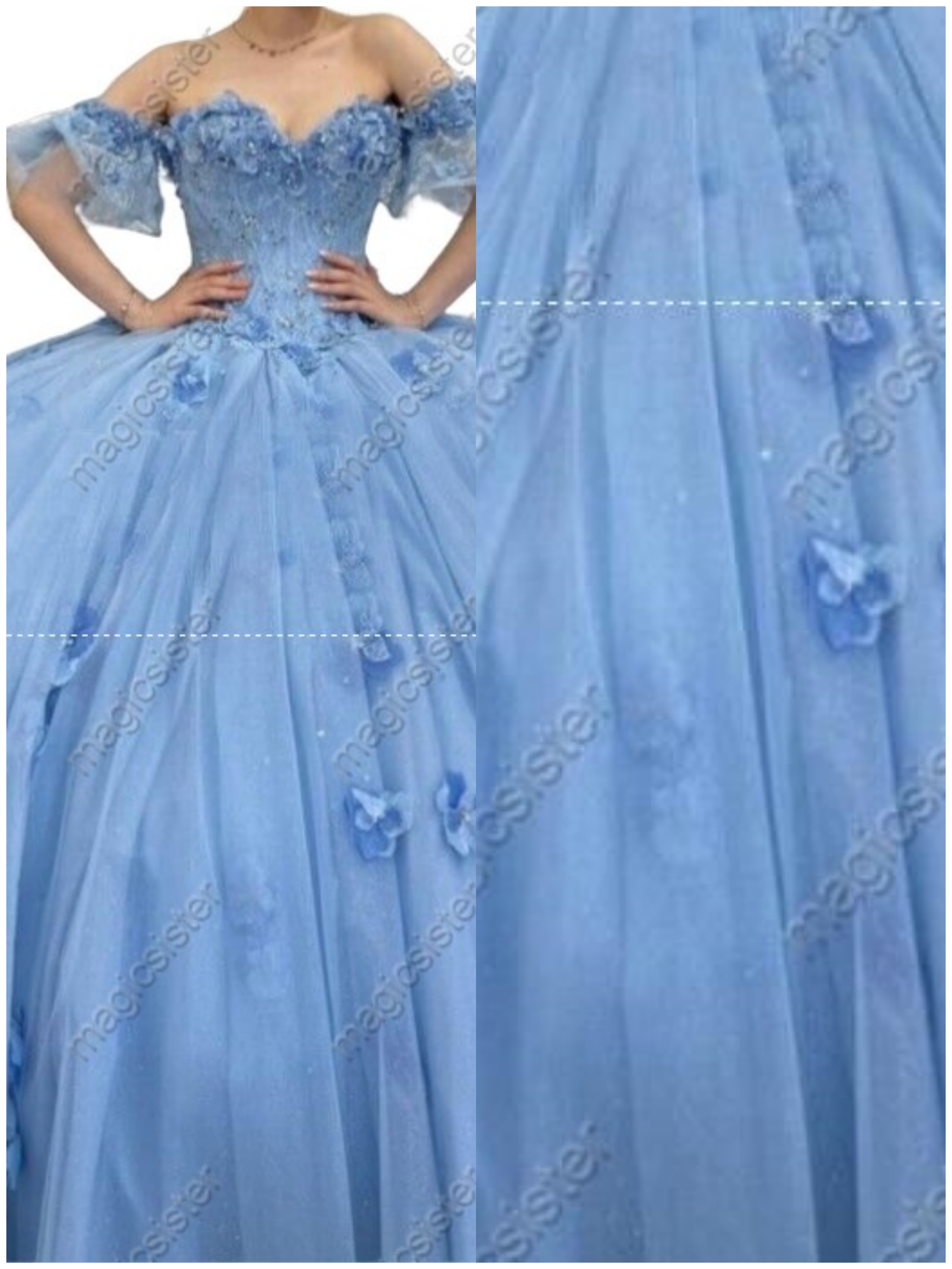 Factory Wholesale Elegant 3D Flower Quinceanera Dress