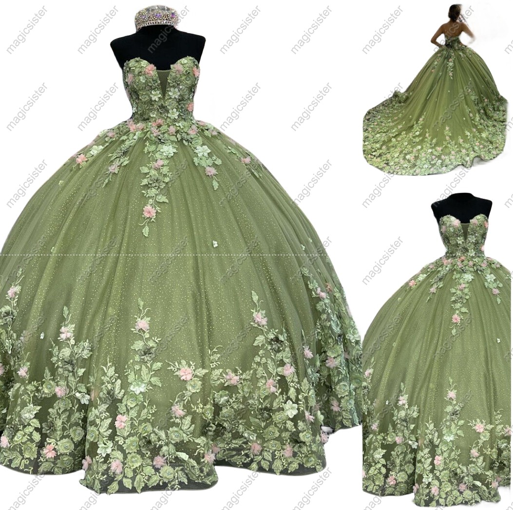 Hot Sale 3D Flower Lace Quinceanera Dress