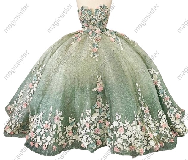 Hot Sale 3D Flower Lace Quinceanera Dress