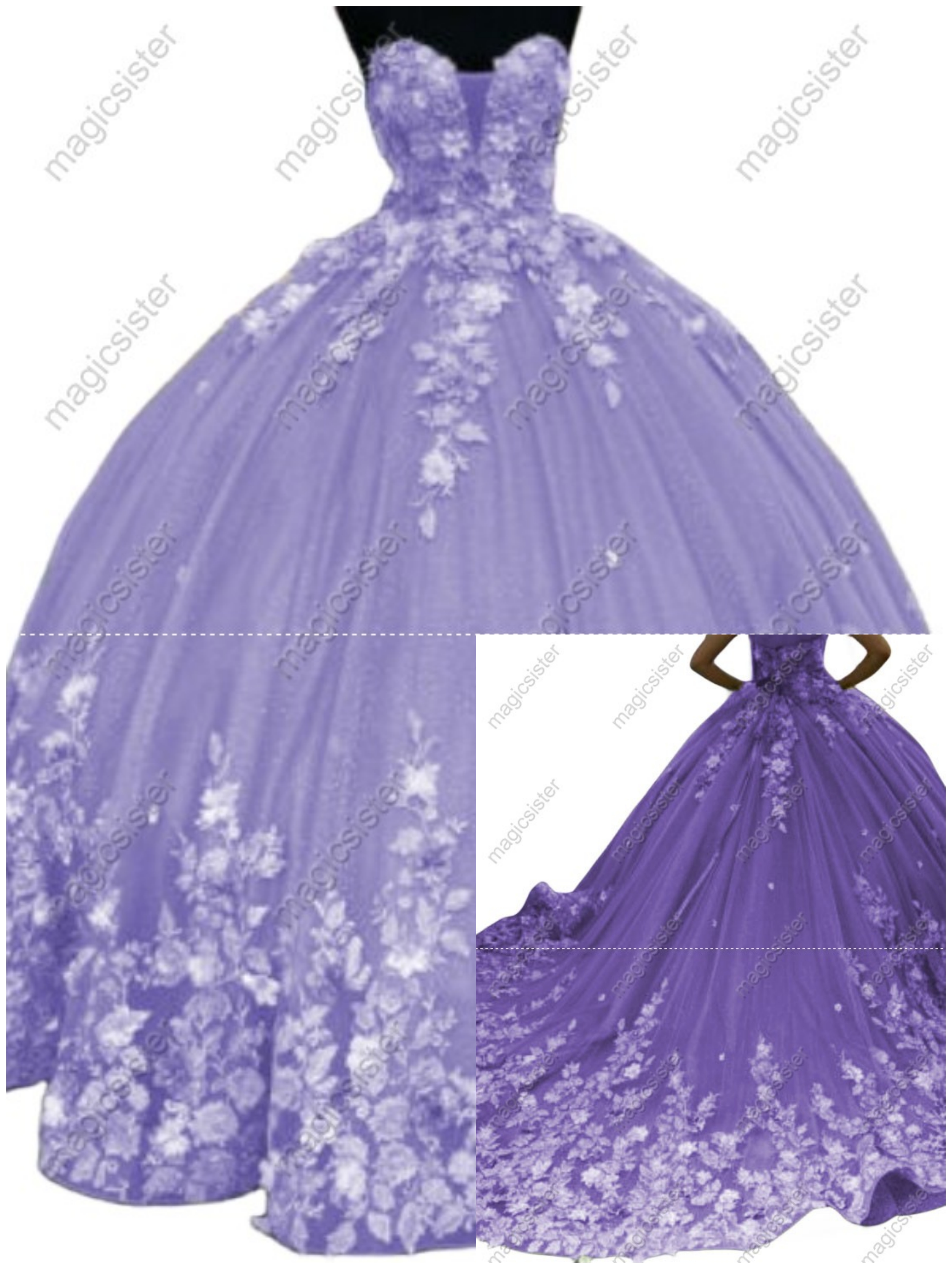Hot Sale 3D Flower Lace Quinceanera Dress