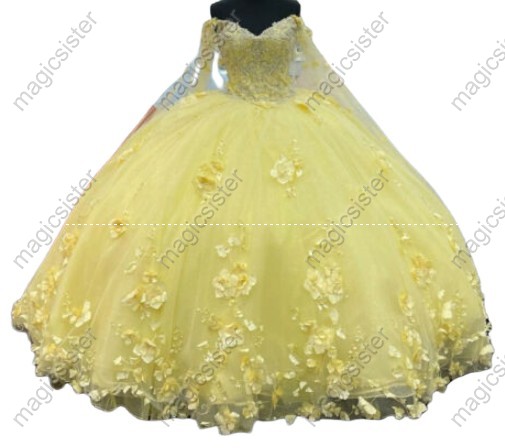 Luxury 3D Floral Quinceanera Dress