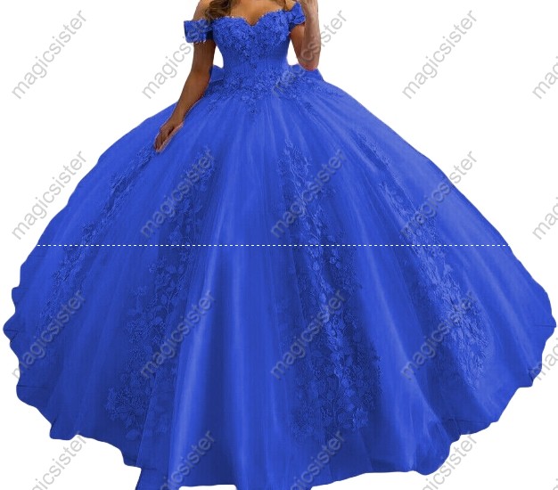 Factory Wholesale 3D Pearls Embroidered Floral Quinceanera Dress